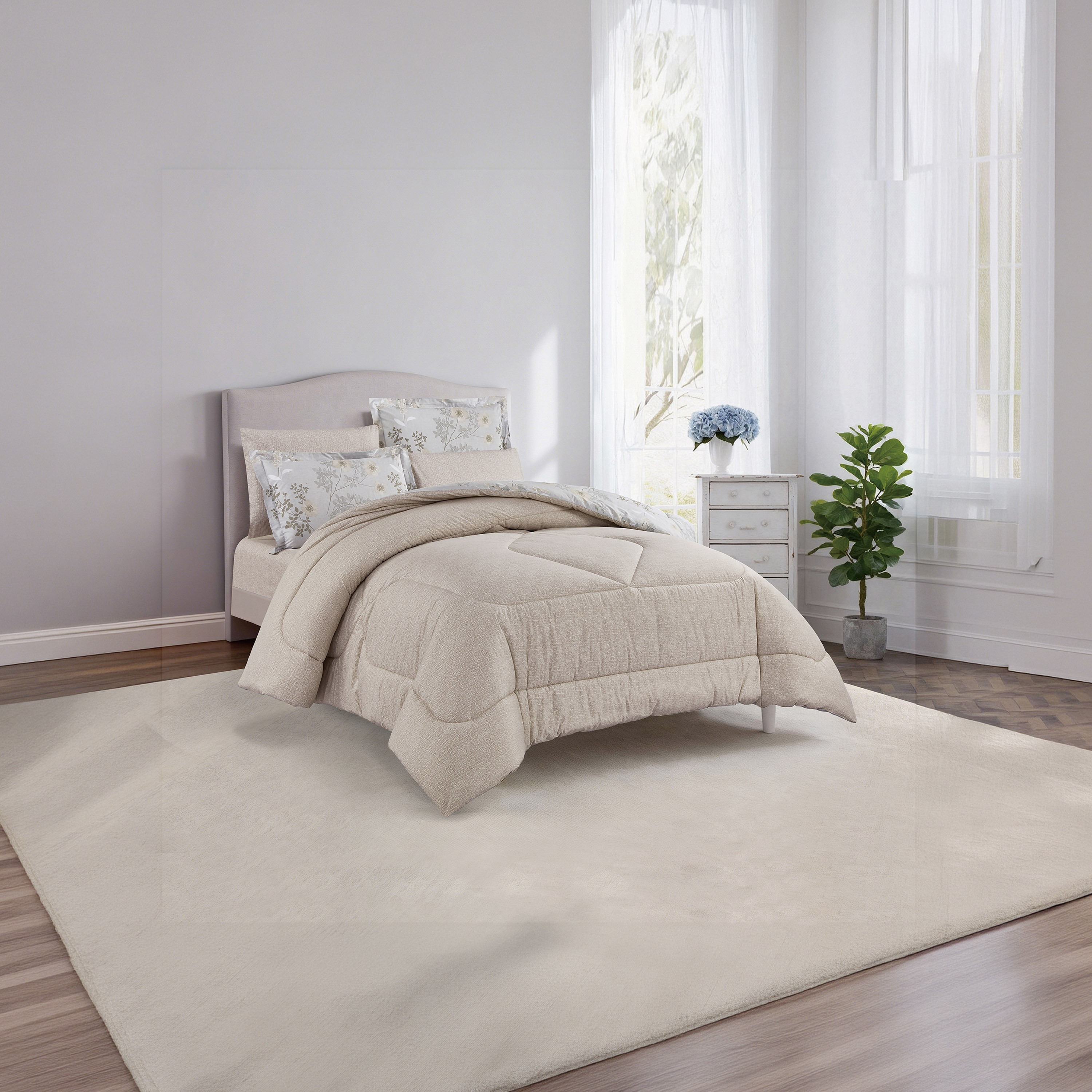 طقم لحاف قطني 100% من يونيك هوم، مناسب لجميع الفصول، 4 قطع، مقاس مزدوج - 170×230 سم-household-bedding-comfortersandbedspreads-comforters-image-3