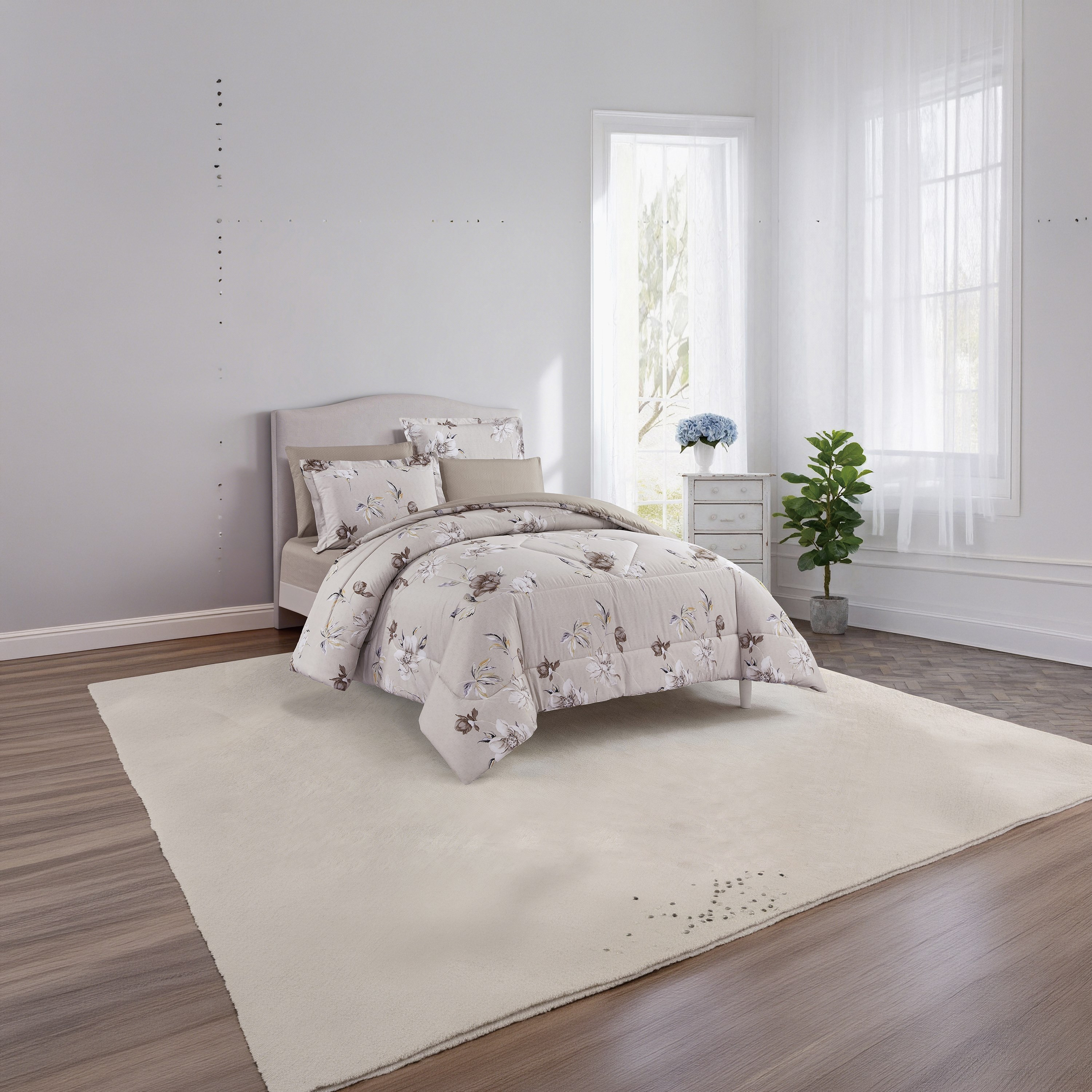 طقم لحاف قطني 100% من يونيك هوم، مناسب لجميع الفصول، 4 قطع، مقاس مزدوج - 170×230 سم-household-bedding-comfortersandbedspreads-comforters-image-1