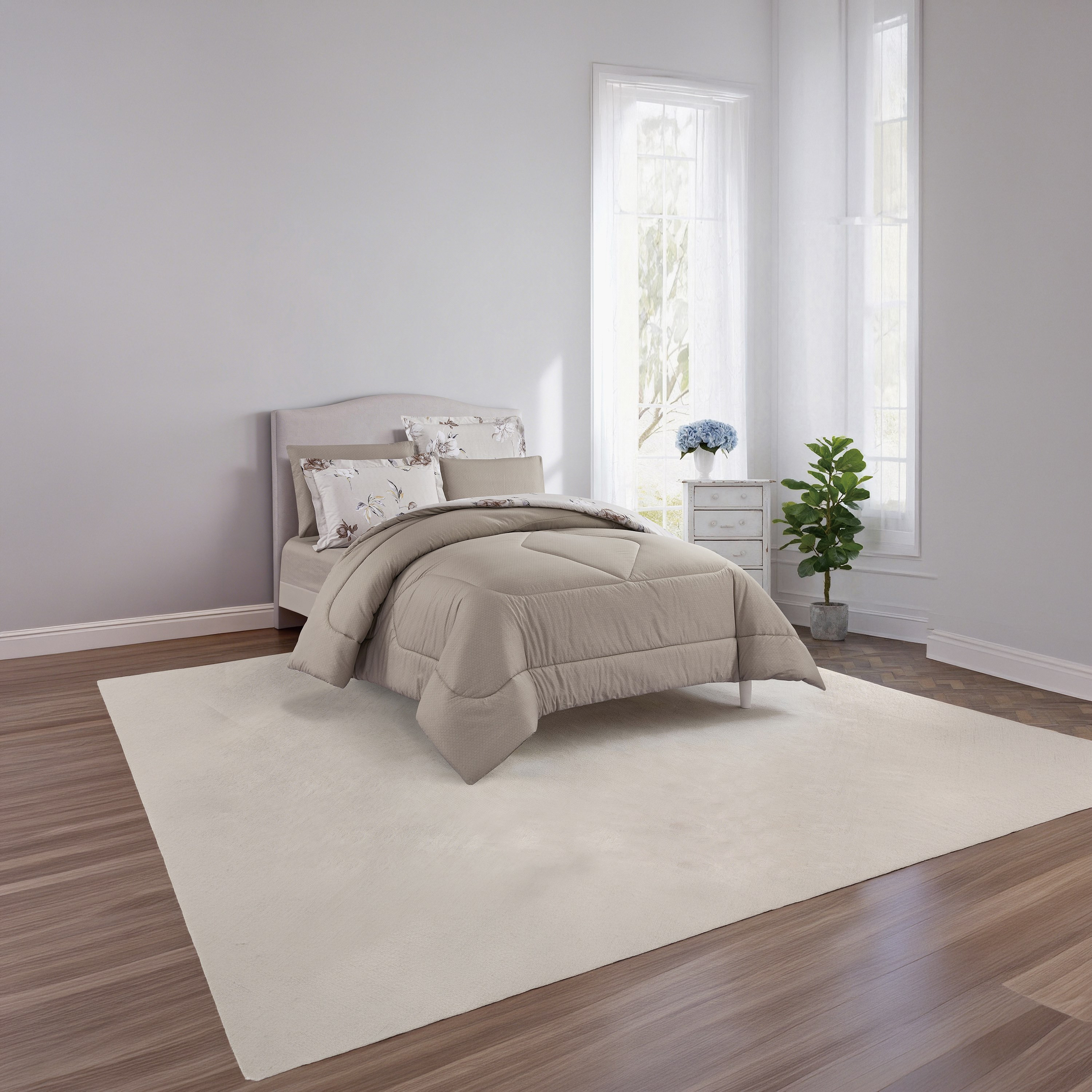 طقم لحاف قطني 100% من يونيك هوم، مناسب لجميع الفصول، 4 قطع، مقاس مزدوج - 170×230 سم-household-bedding-comfortersandbedspreads-comforters-image-2