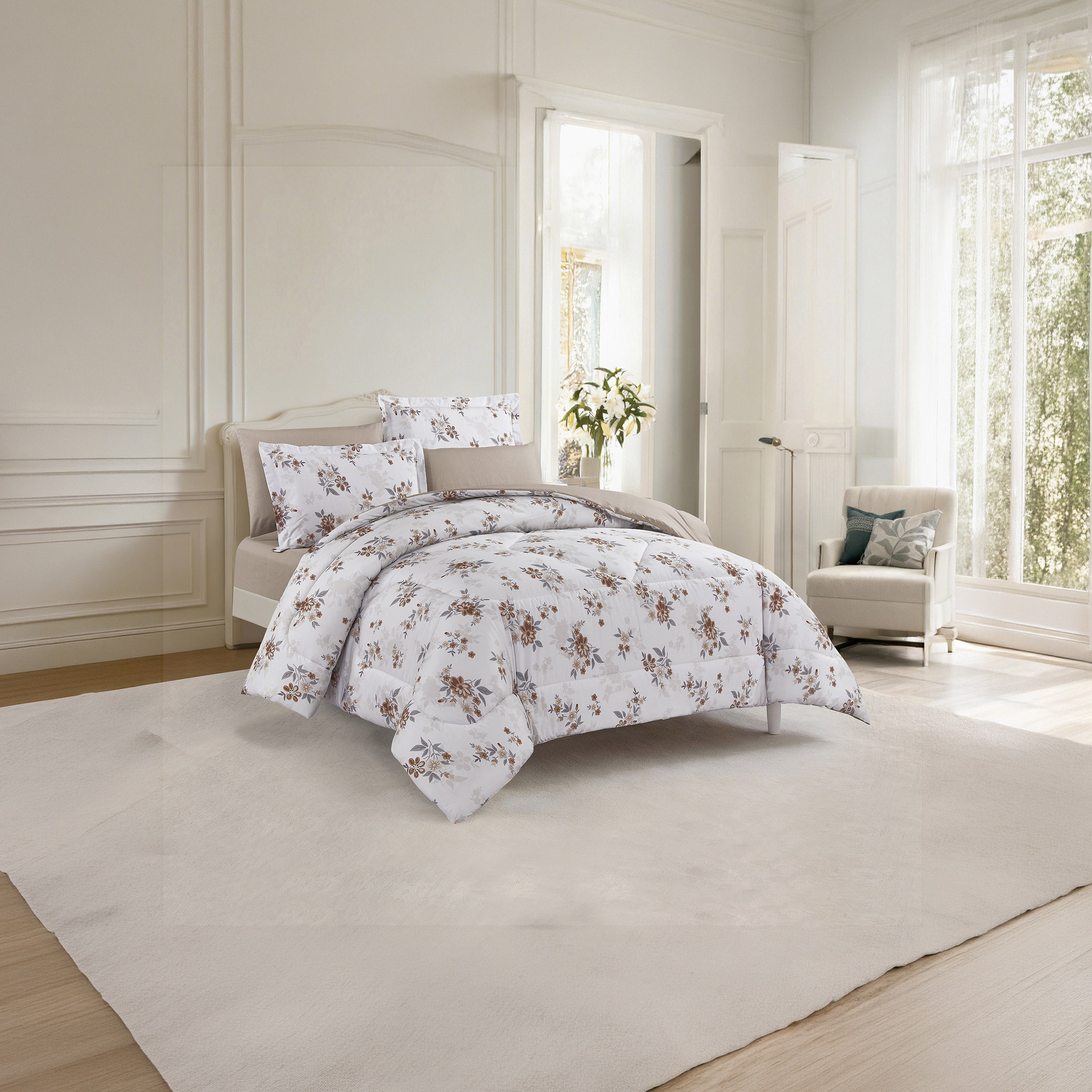 طقم لحاف قطني 100% من يونيك هوم، مناسب لجميع الفصول، 4 قطع، مقاس مزدوج - 170×230 سم-household-bedding-comfortersandbedspreads-comforters-image-2
