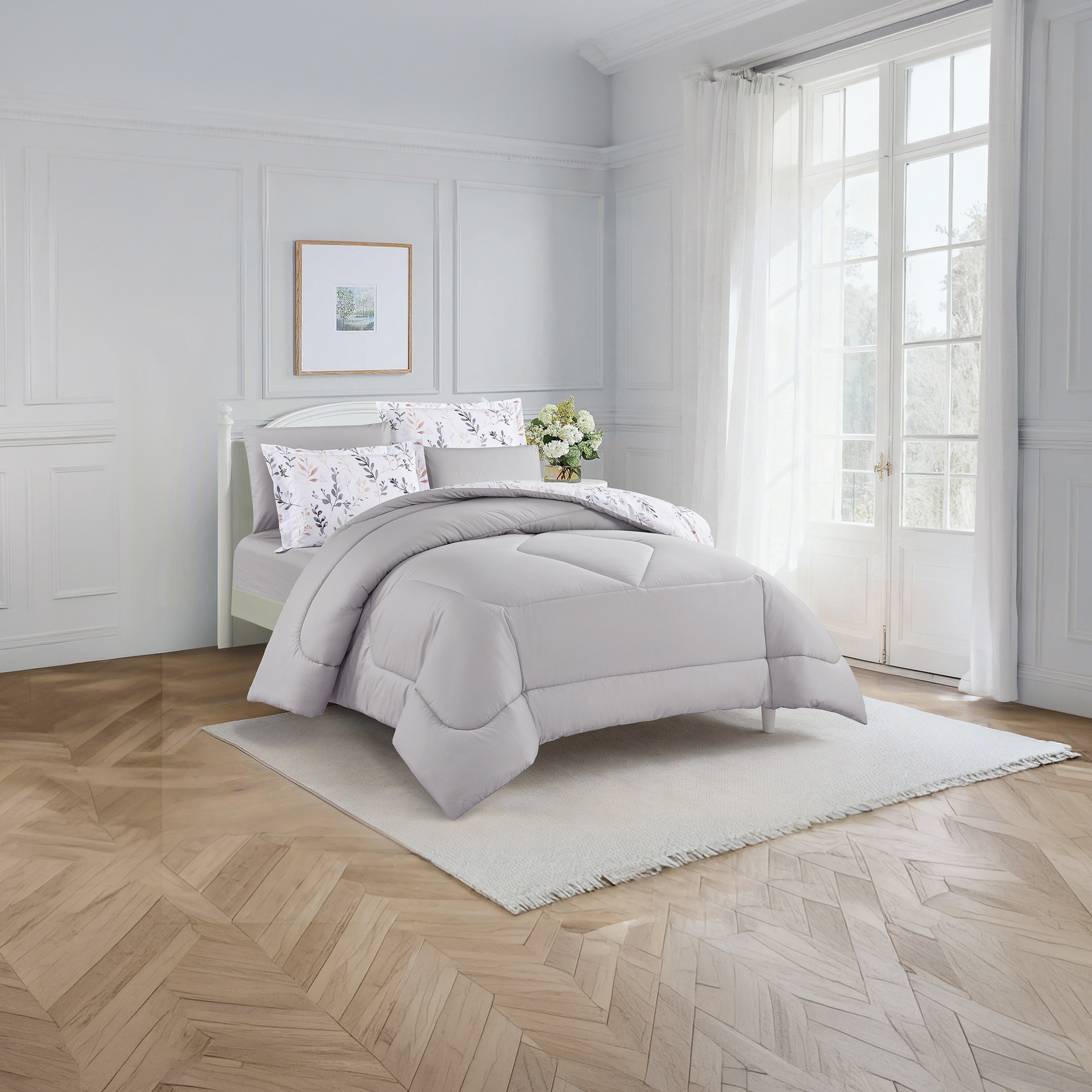 طقم لحاف قطني 100% من يونيك هوم، مناسب لجميع الفصول، 4 قطع، مقاس مزدوج - 170×230 سم-household-bedding-comfortersandbedspreads-comforters-image-3