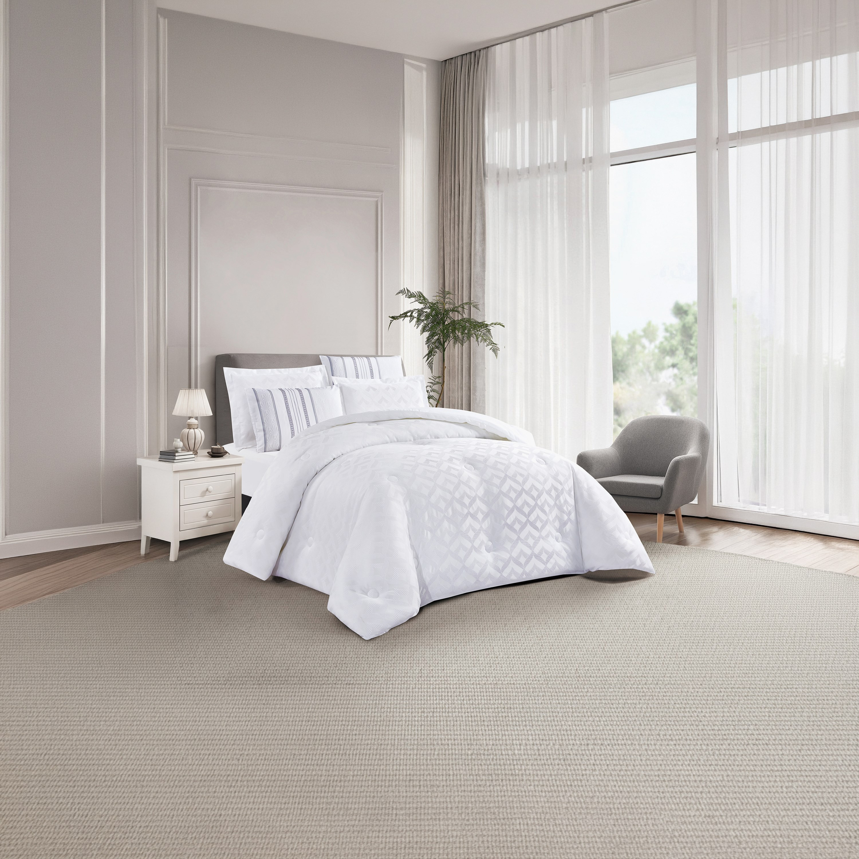 Unique Home All Season Textured Waffle 6 pcs Super King Comforter Set -260x240 cms-household-bedding-comfortersandbedspreads-comforters-image-2