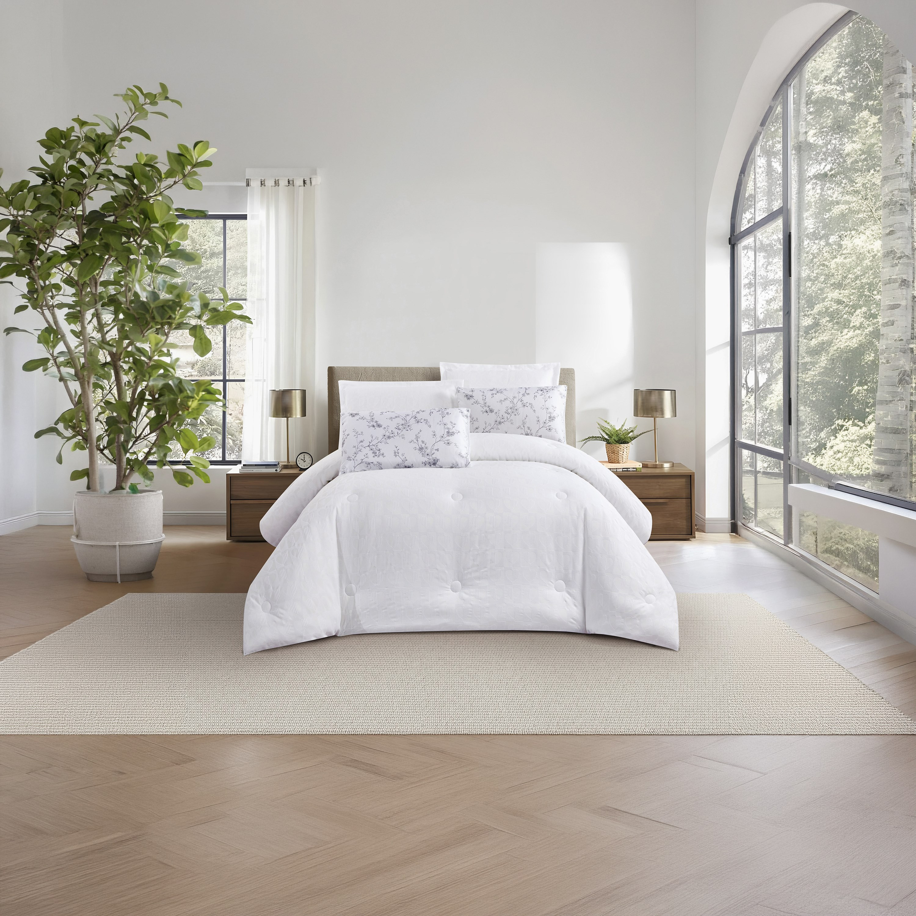 طقم لحاف فاخر من يونيك هوم، بنقشة الوافل، مكون من 6 قطع، مقاس سوبر كينج - 260×240 سم-household-bedding-comfortersandbedspreads-comforters-image-2
