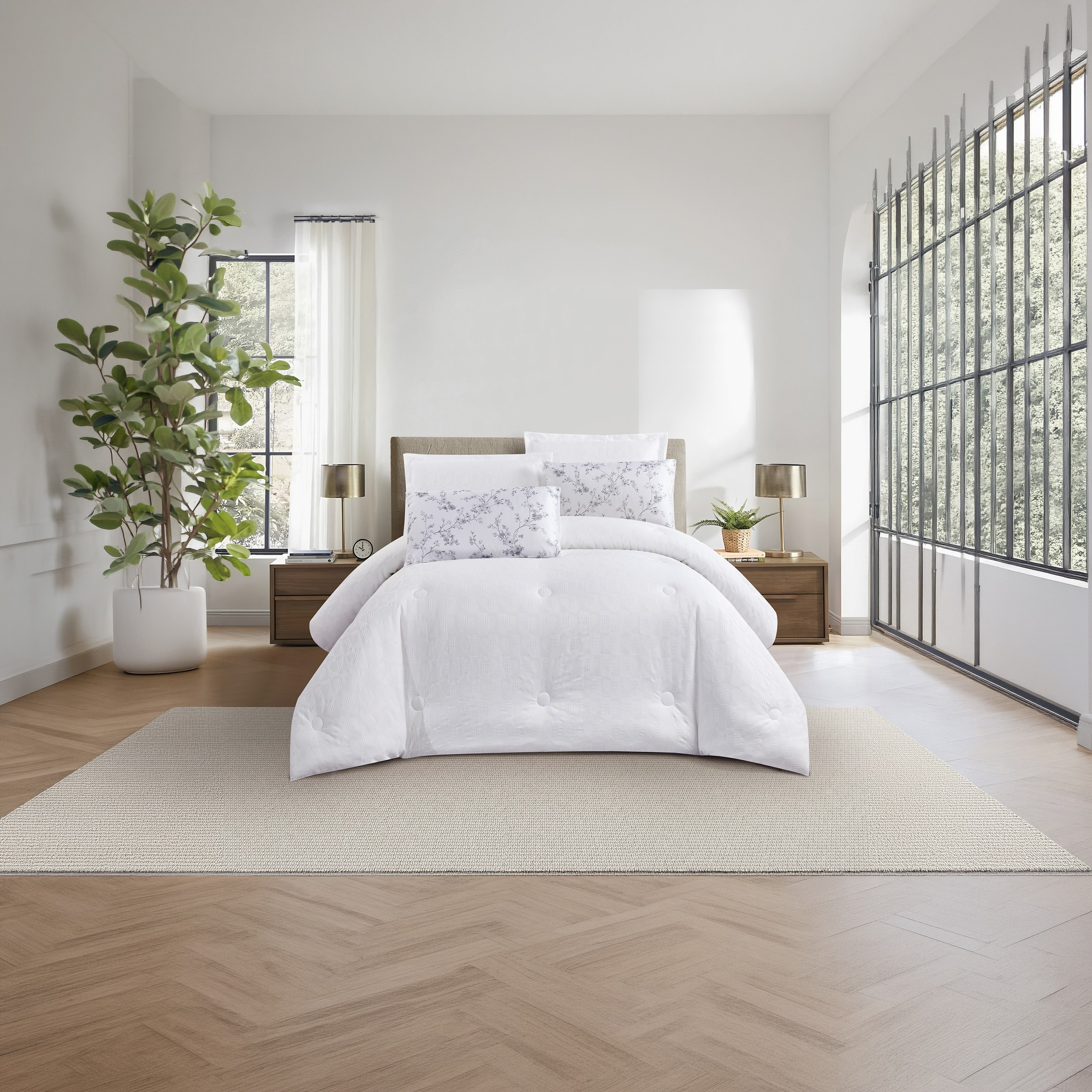 طقم لحاف مفرد من يونيك هوم، بنقشة الوافل، مناسب لجميع الفصول، 4 قطع - 170×230 سم-household-bedding-comfortersandbedspreads-comforters-image-2