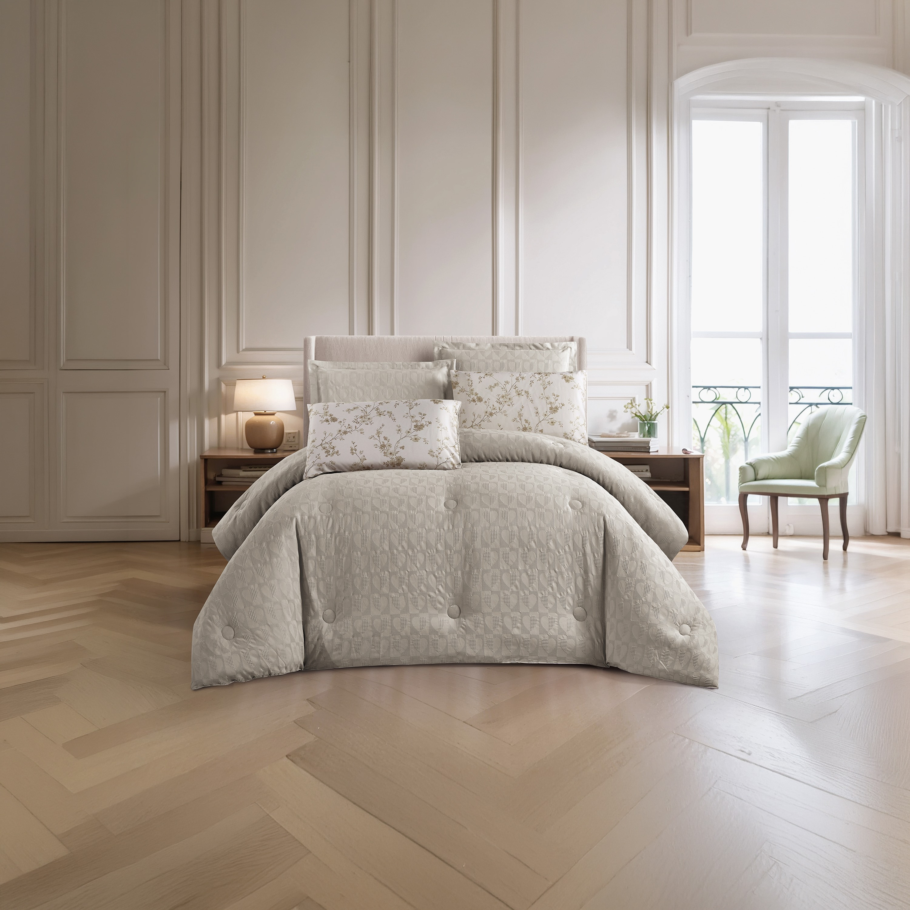 طقم لحاف مفرد من يونيك هوم، بنقشة الوافل، مناسب لجميع الفصول، 4 قطع - 170×230 سم-household-bedding-comfortersandbedspreads-comforters-image-1