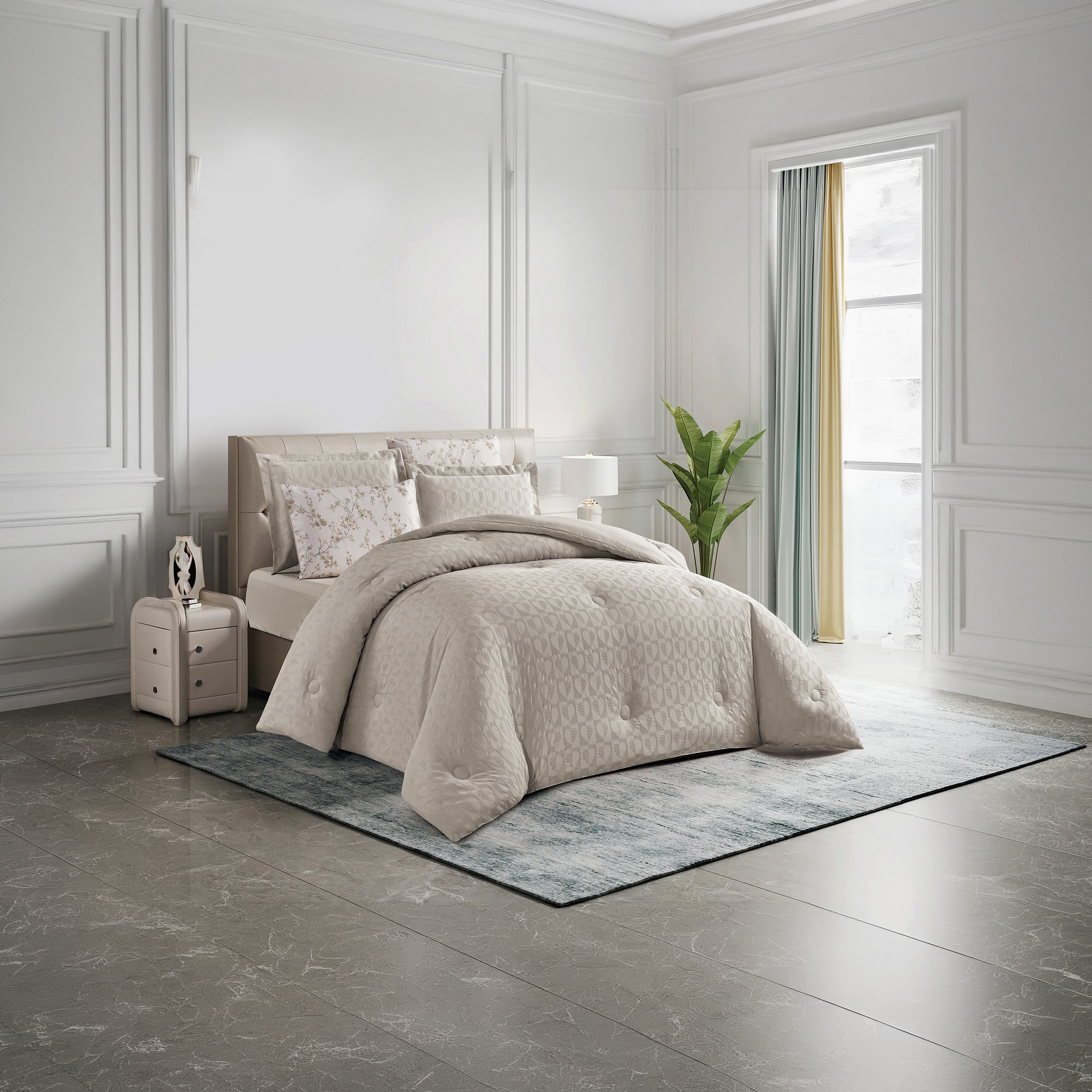 طقم لحاف مفرد من يونيك هوم، بنقشة الوافل، مناسب لجميع الفصول، 4 قطع - 170×230 سم-household-bedding-comfortersandbedspreads-comforters-image-2