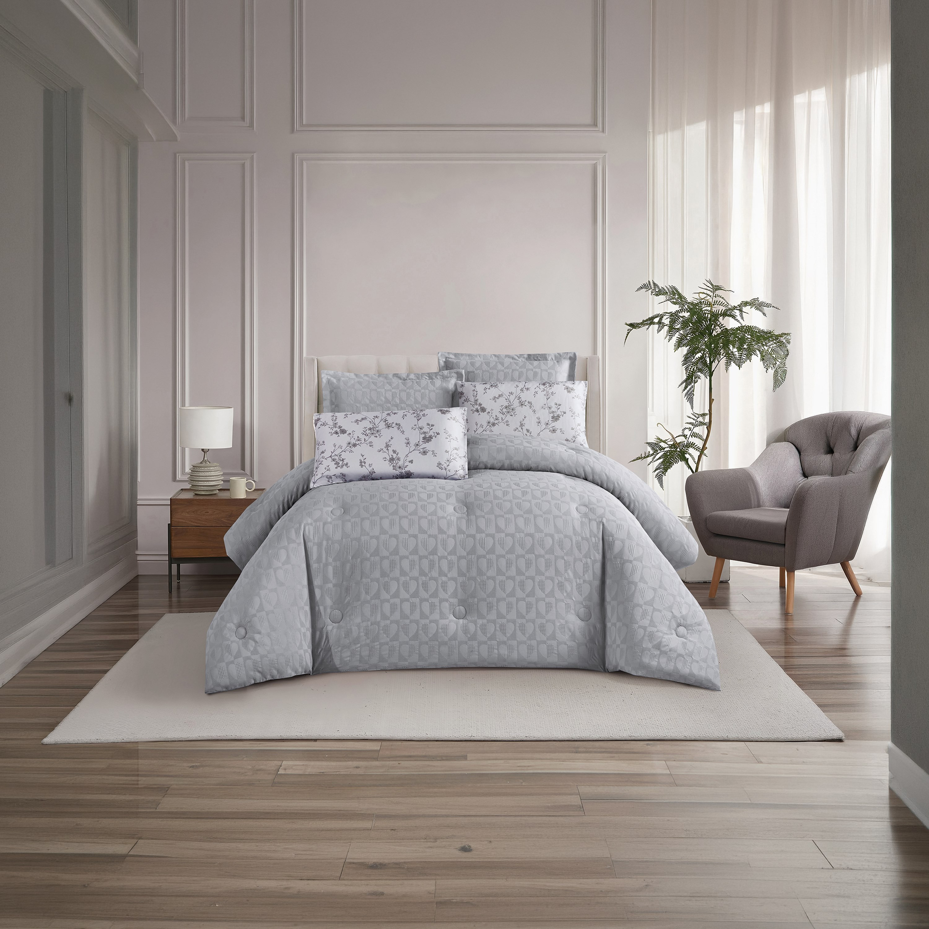 طقم لحاف مفرد من يونيك هوم، بنقشة الوافل، مناسب لجميع الفصول، 4 قطع - 170×230 سم-household-bedding-comfortersandbedspreads-comforters-image-1