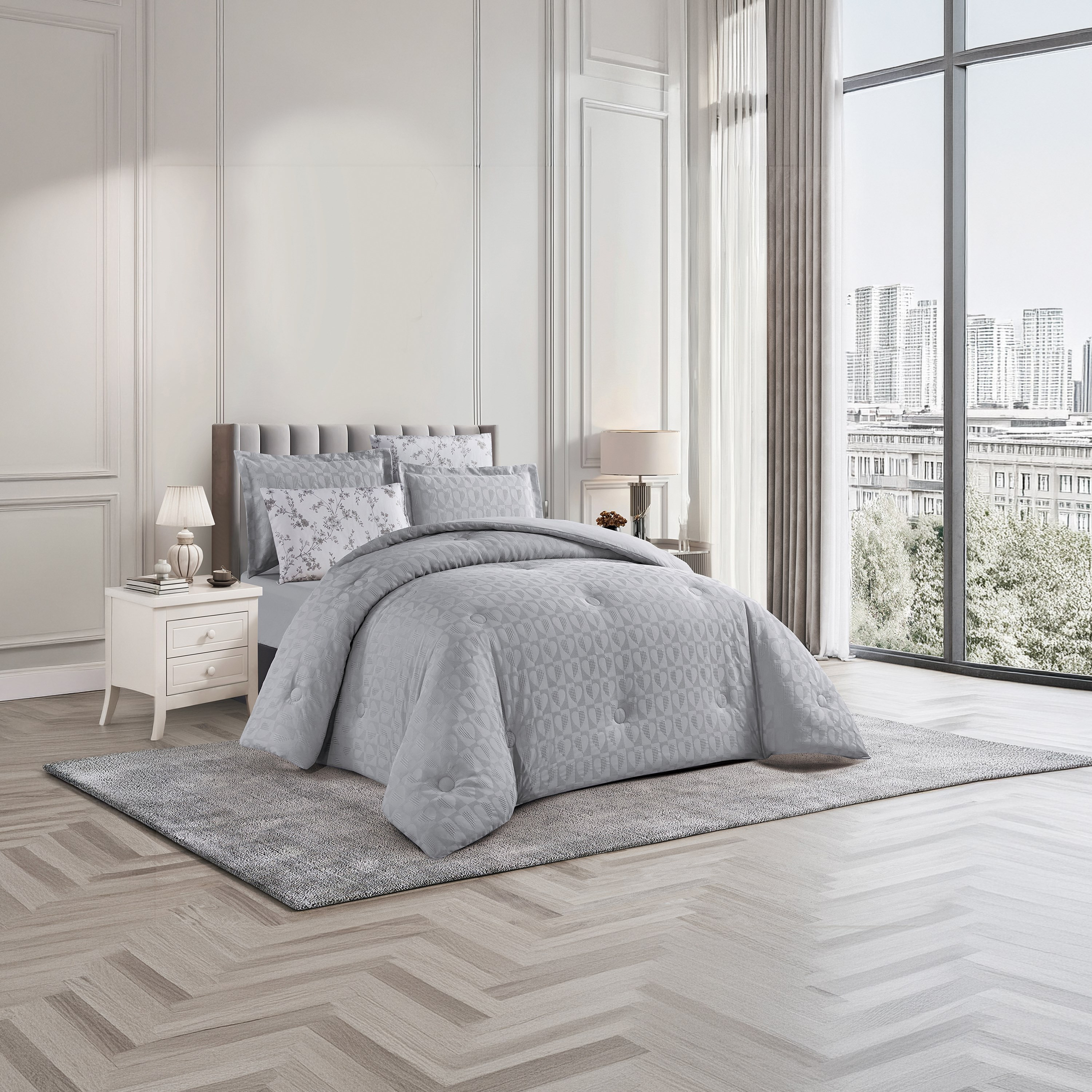 طقم لحاف مفرد من يونيك هوم، بنقشة الوافل، مناسب لجميع الفصول، 4 قطع - 170×230 سم-household-bedding-comfortersandbedspreads-comforters-image-2
