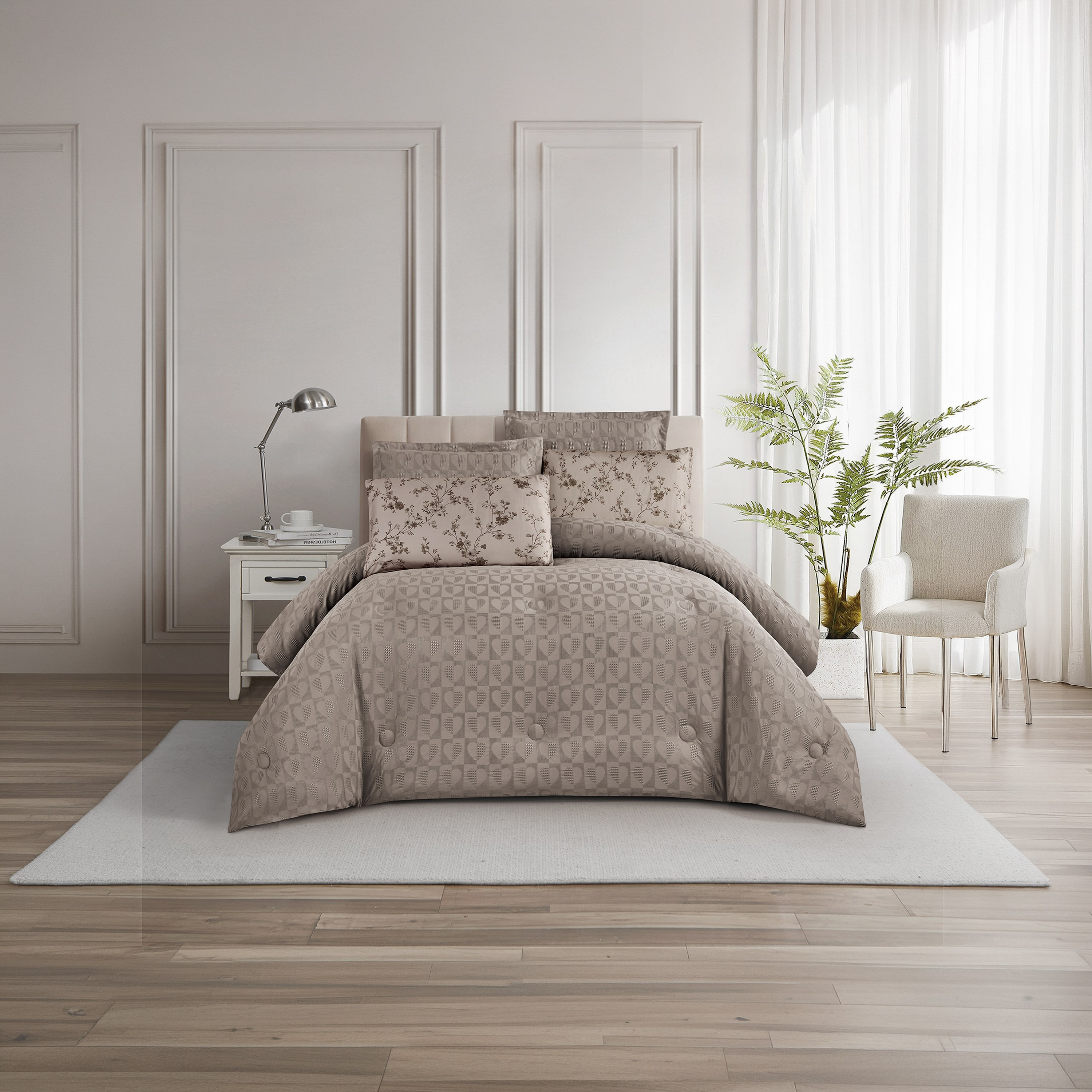 طقم لحاف مفرد من يونيك هوم، بنقشة الوافل، مناسب لجميع الفصول، 4 قطع - 170×230 سم-household-bedding-comfortersandbedspreads-comforters-image-1