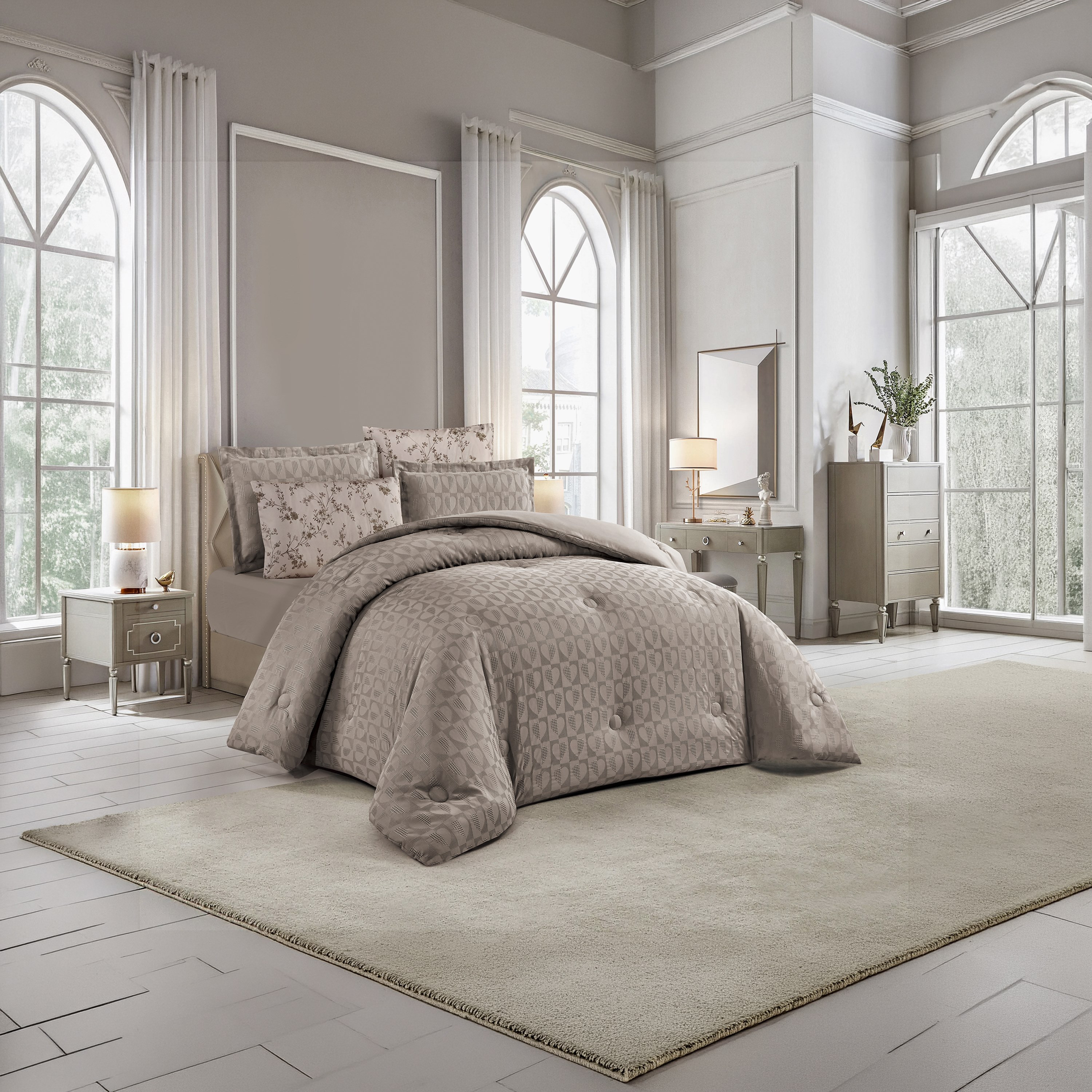 طقم لحاف مفرد من يونيك هوم، بنقشة الوافل، مناسب لجميع الفصول، 4 قطع - 170×230 سم-household-bedding-comfortersandbedspreads-comforters-image-2