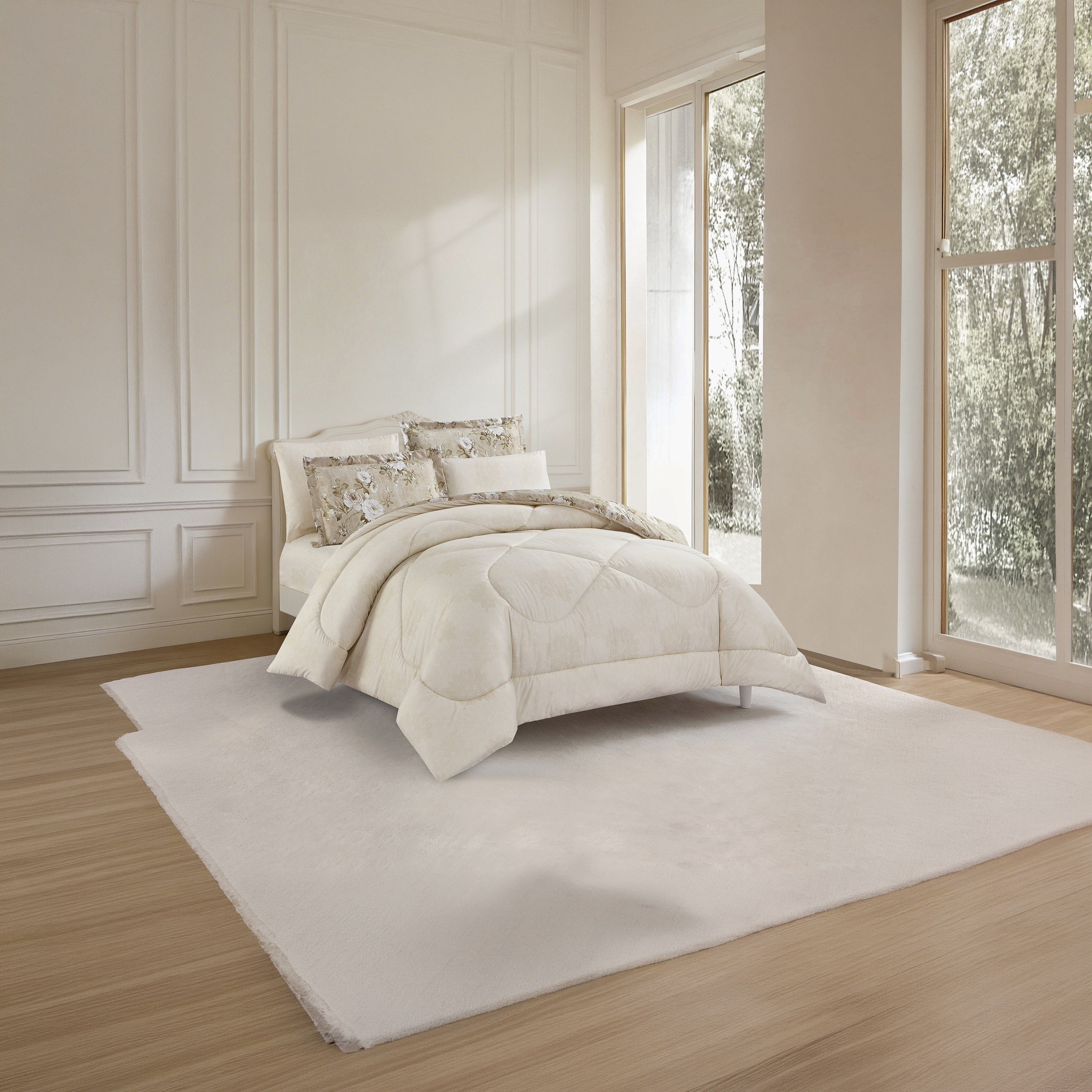 Unique Home All Season Printed Reversible Comforter Set 6pcs Super King Size - 240x260 cms-household-bedding-comfortersandbedspreads-comforters-image-3