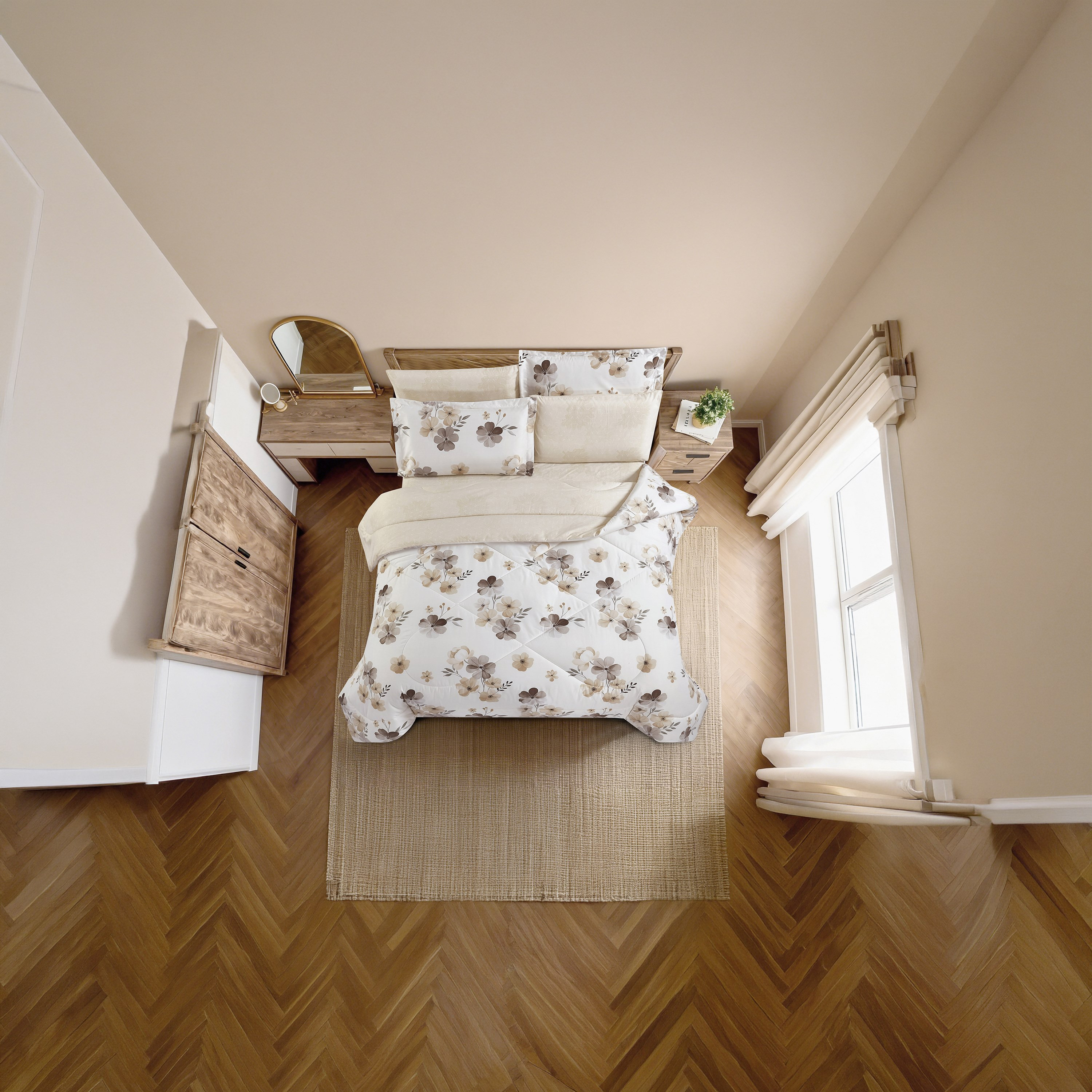 Unique Home All Season Printed Reversible Comforter Set 6pcs Super King Size - 240x260 cms-household-bedding-comfortersandbedspreads-comforters-image-4
