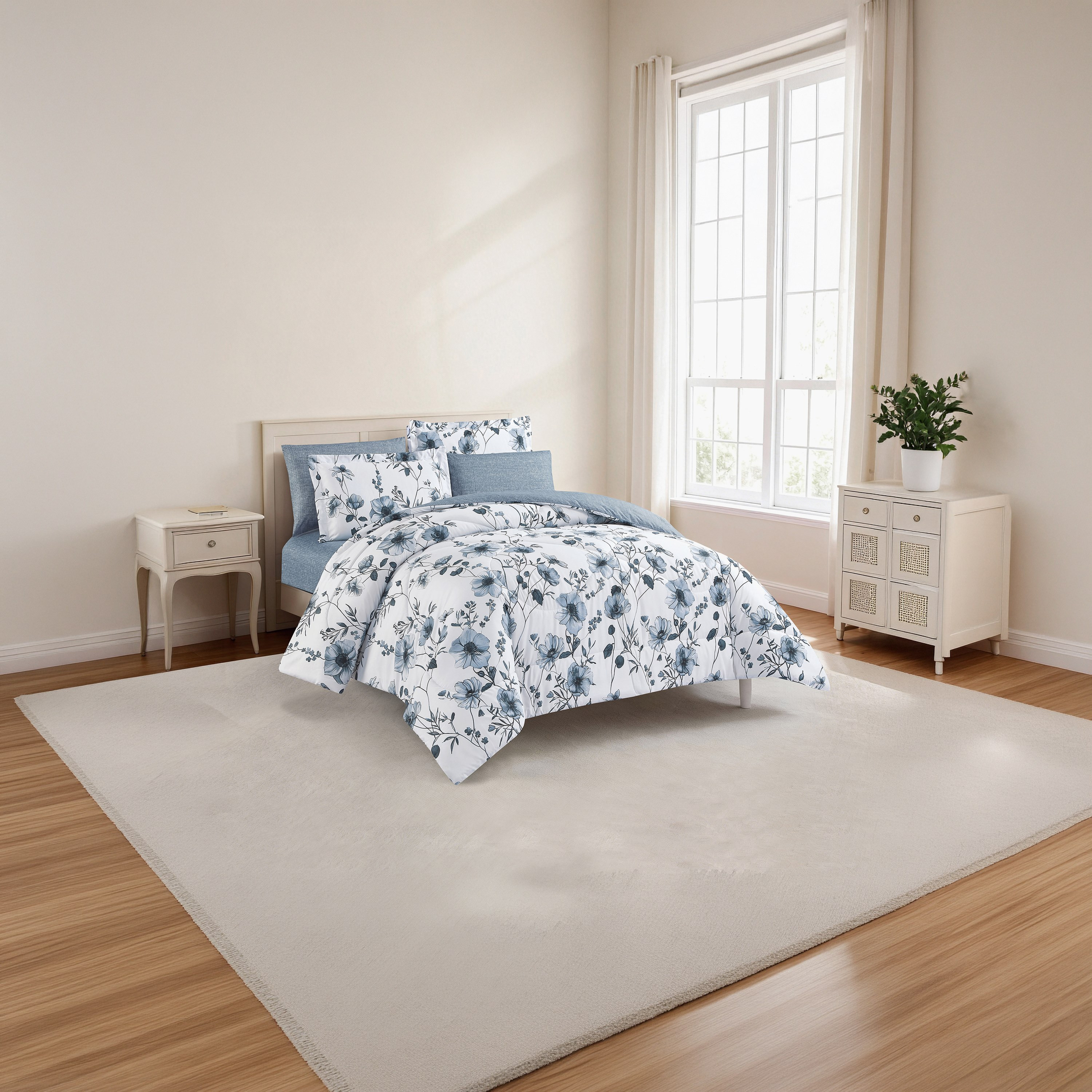 Unique Home All Season Printed Reversible Comforter Set 4 pcs Twin Size - 170x240 cms-household-bedding-comfortersandbedspreads-comforters-image-1