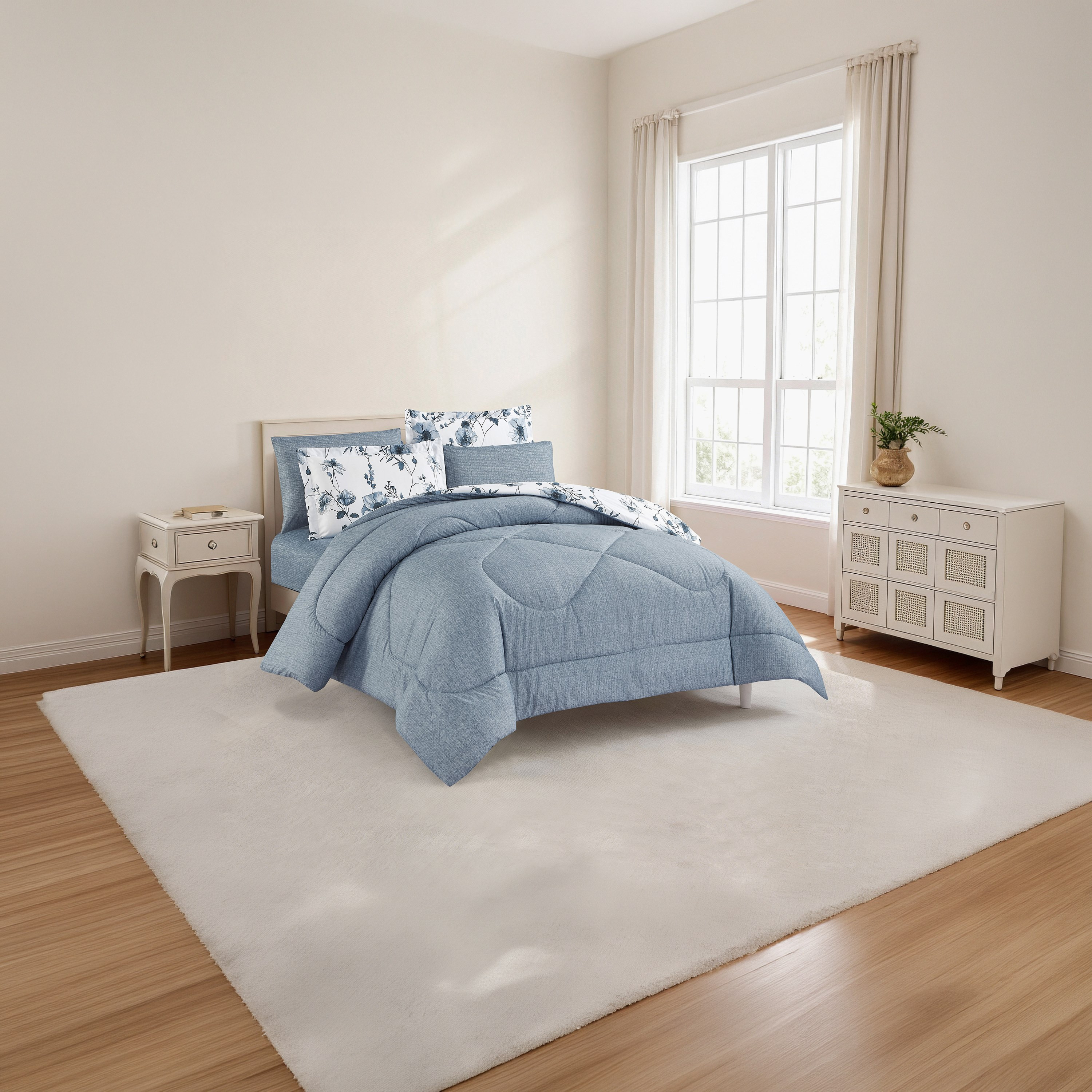 Unique Home All Season Printed Reversible Comforter Set 4 pcs Twin Size - 170x240 cms-household-bedding-comfortersandbedspreads-comforters-image-2