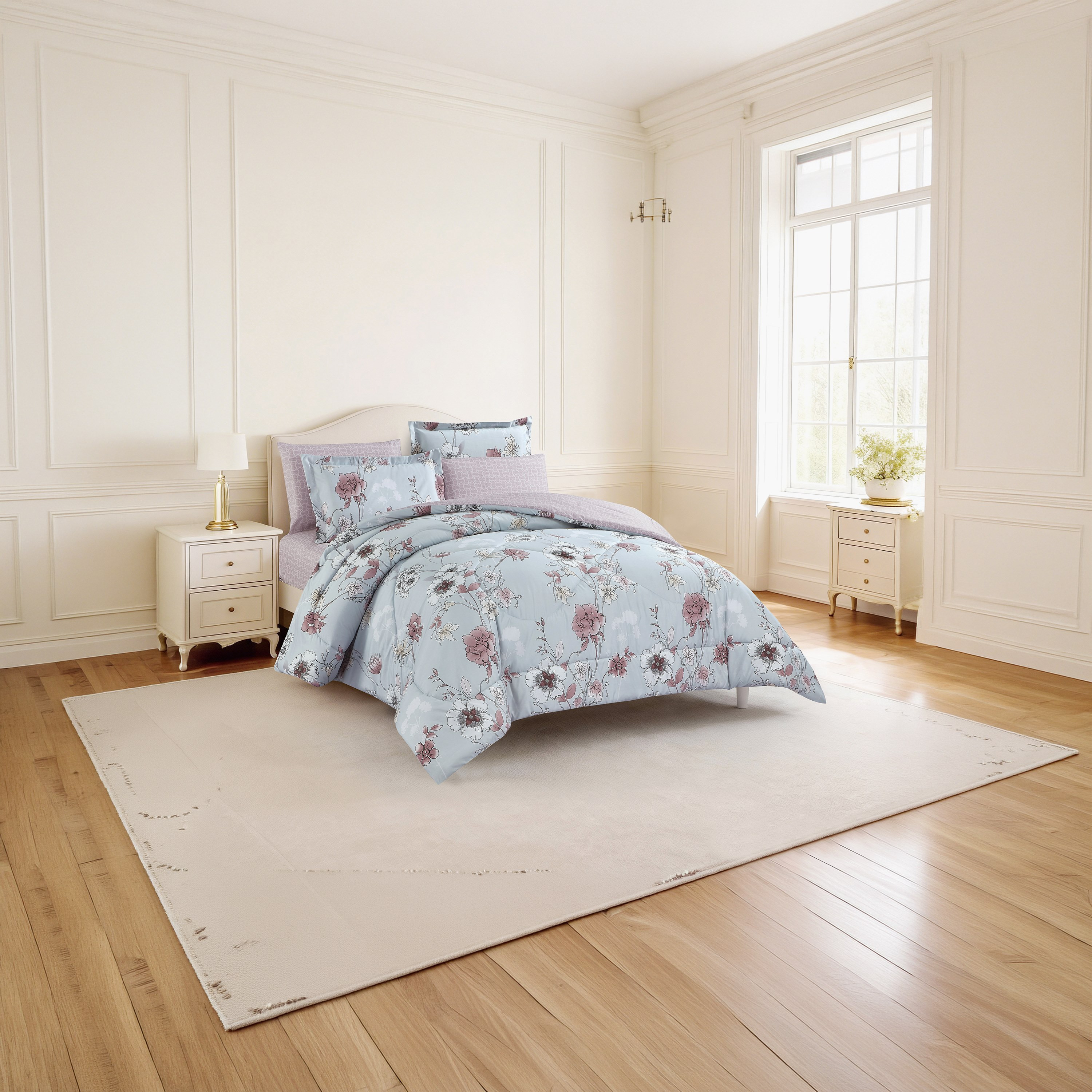 Unique Home All Season Printed Reversible Comforter Set 4 pcs Twin Size - 170x240 cms-household-bedding-comfortersandbedspreads-comforters-image-1