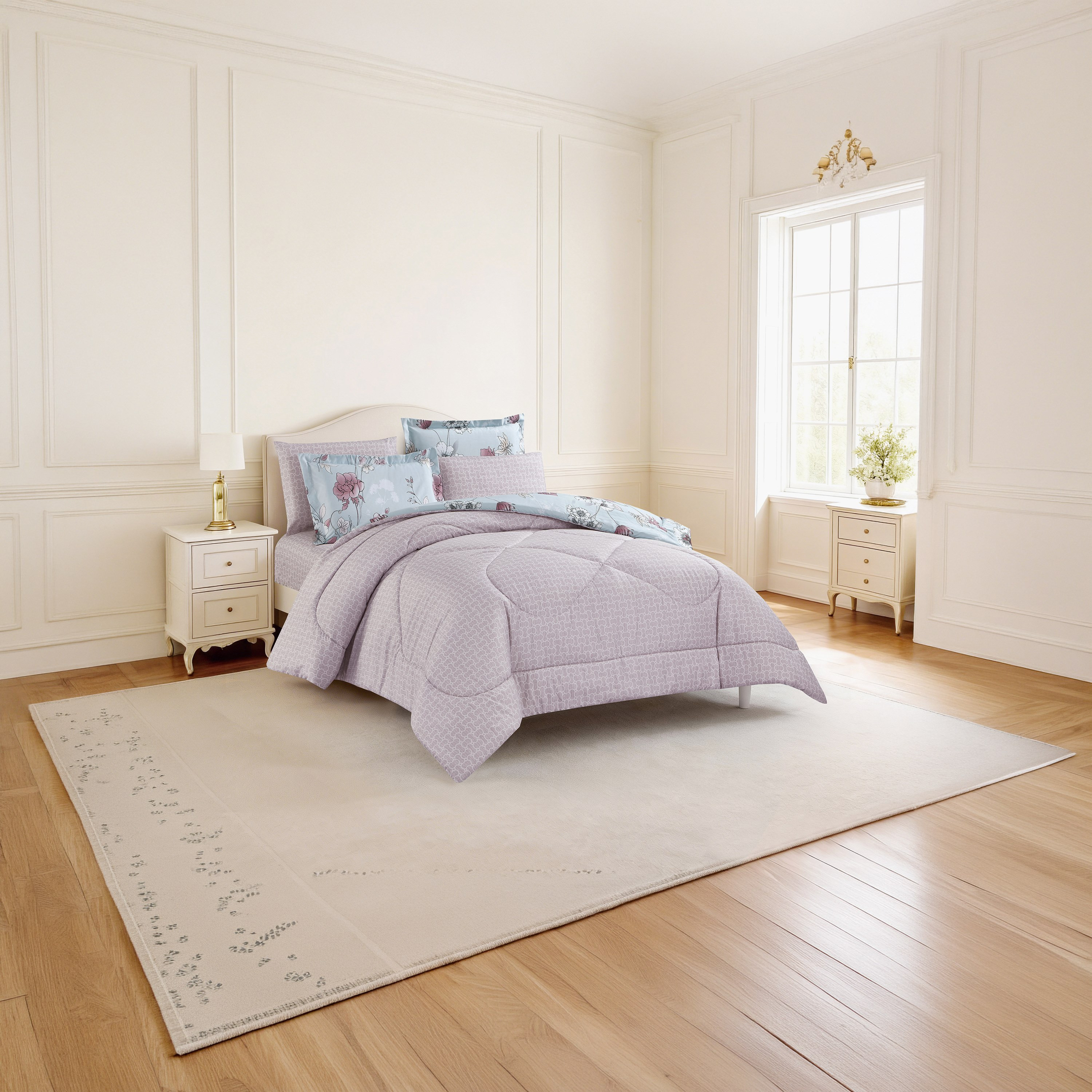 Unique Home All Season Printed Reversible Comforter Set 4 pcs Twin Size - 170x240 cms-household-bedding-comfortersandbedspreads-comforters-image-2