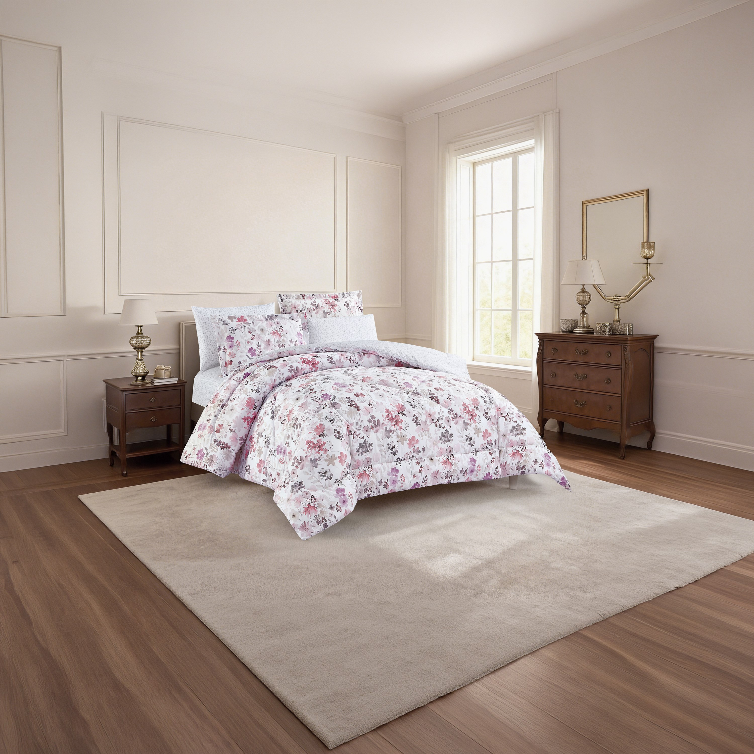 Unique Home All Season Printed Reversible Comforter Set 4 pcs Twin Size - 170x240 cms-household-bedding-comfortersandbedspreads-comforters-image-1