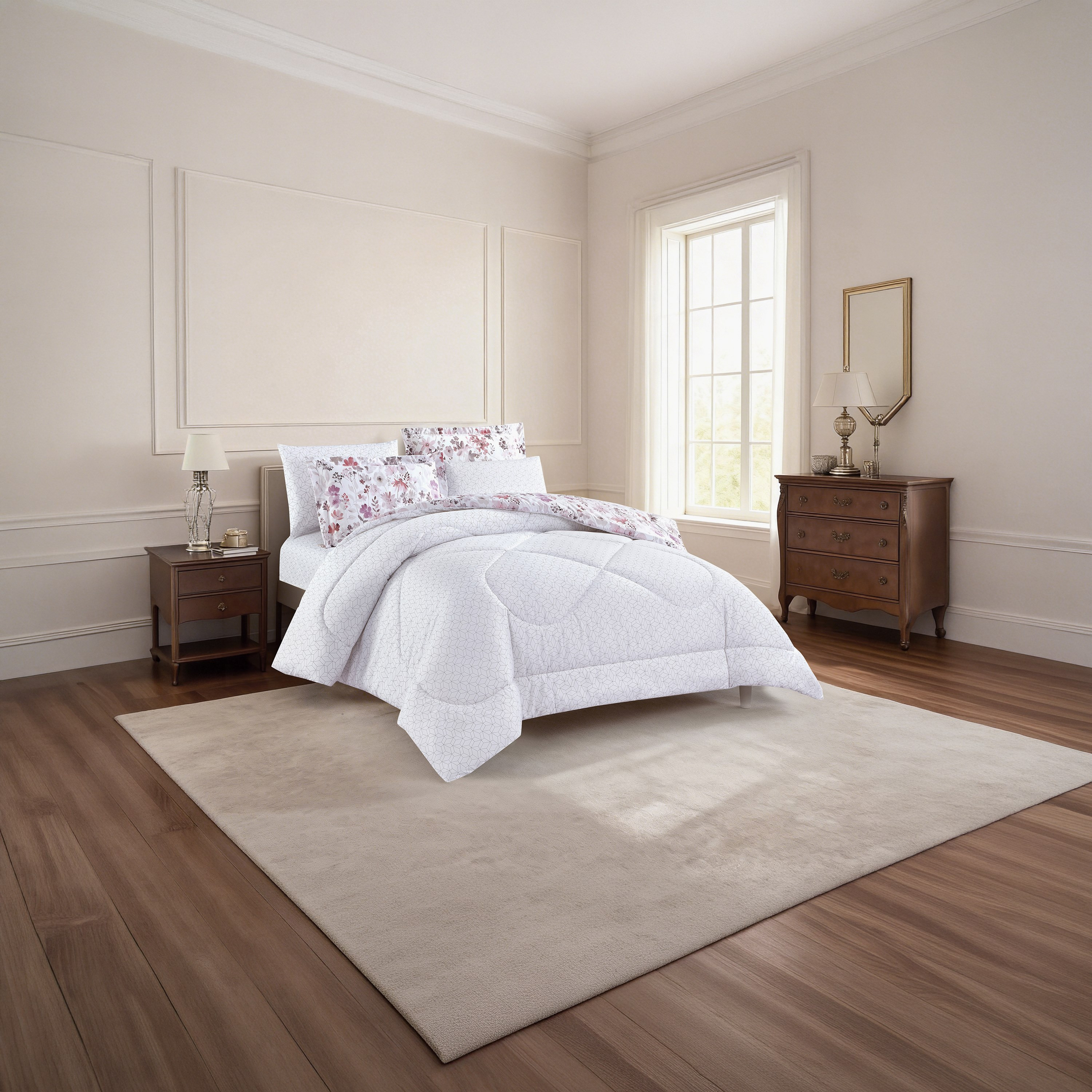 Unique Home All Season Printed Reversible Comforter Set 4 pcs Twin Size - 170x240 cms-household-bedding-comfortersandbedspreads-comforters-image-2