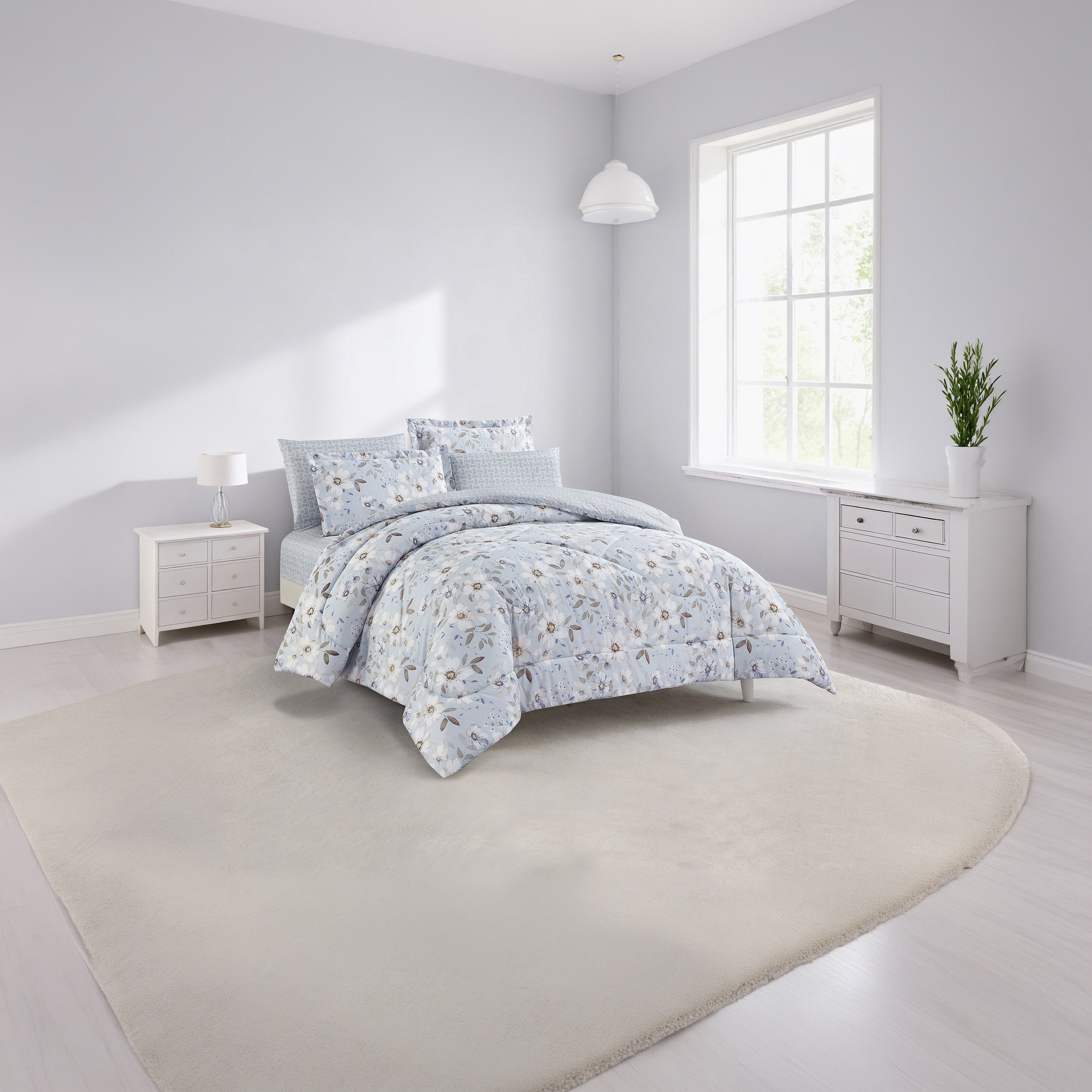 Unique Home All Season Printed Reversible Comforter Set 4 pcs Twin Size - 170x240 cms-household-bedding-comfortersandbedspreads-comforters-image-1
