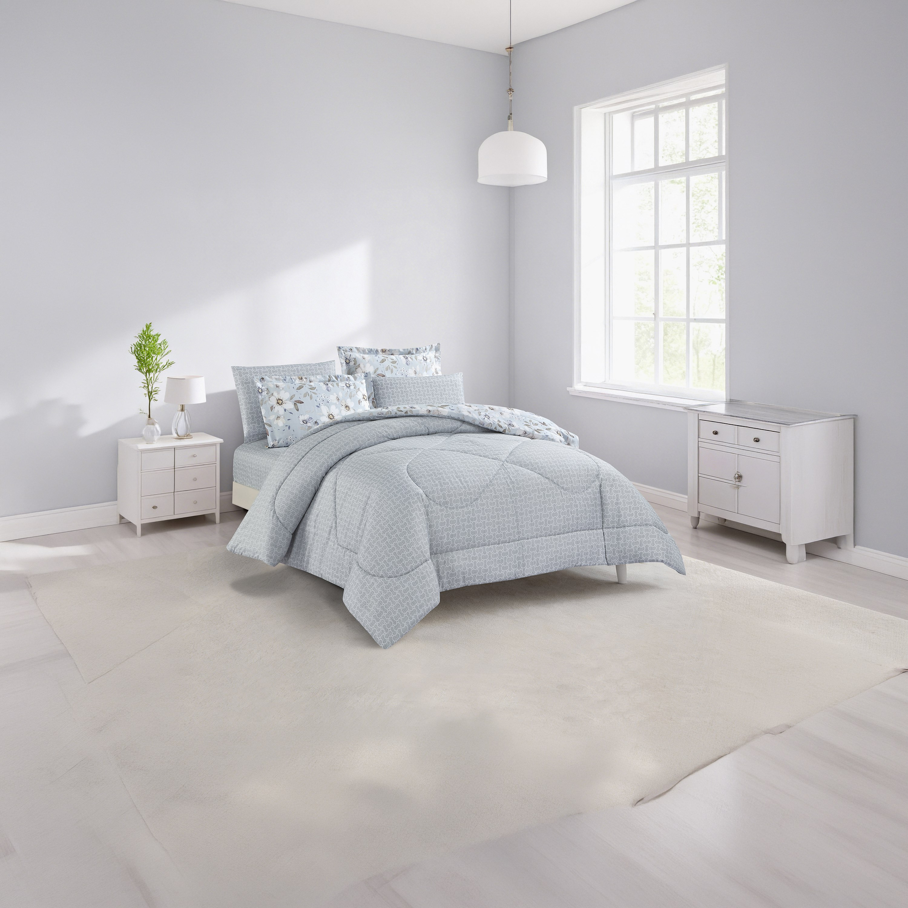 Unique Home All Season Printed Reversible Comforter Set 4 pcs Twin Size - 170x240 cms-household-bedding-comfortersandbedspreads-comforters-image-2
