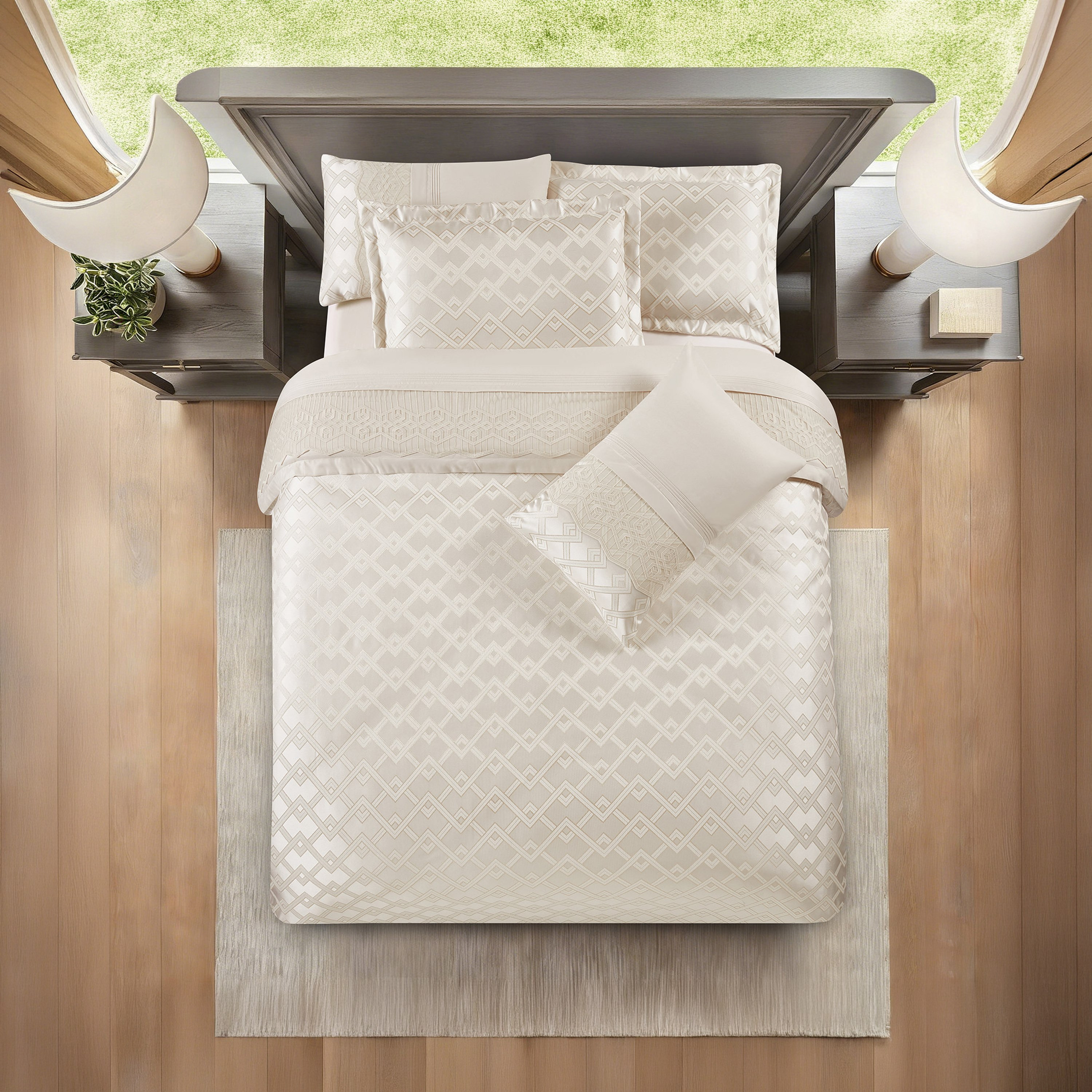 Lifestyle Jacquard Super King Geometric All Season 6 Piece Comforter Set - 260x240cms-household-bedding-comfortersandbedspreads-comforters-image-2