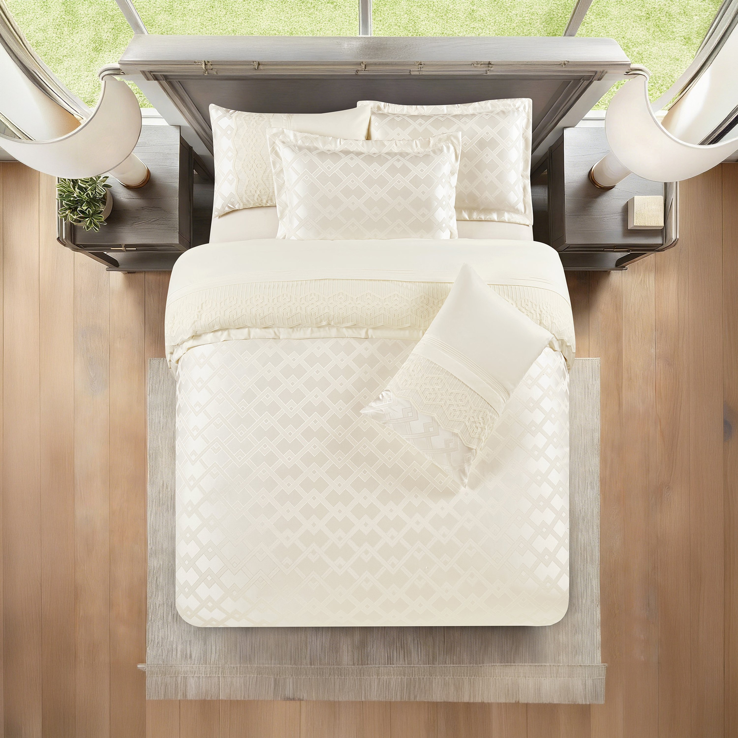 Lifestyle Jacquard Super King Geometric All Season 6 Piece Comforter Set - 260x240cms-household-bedding-comfortersandbedspreads-comforters-image-2