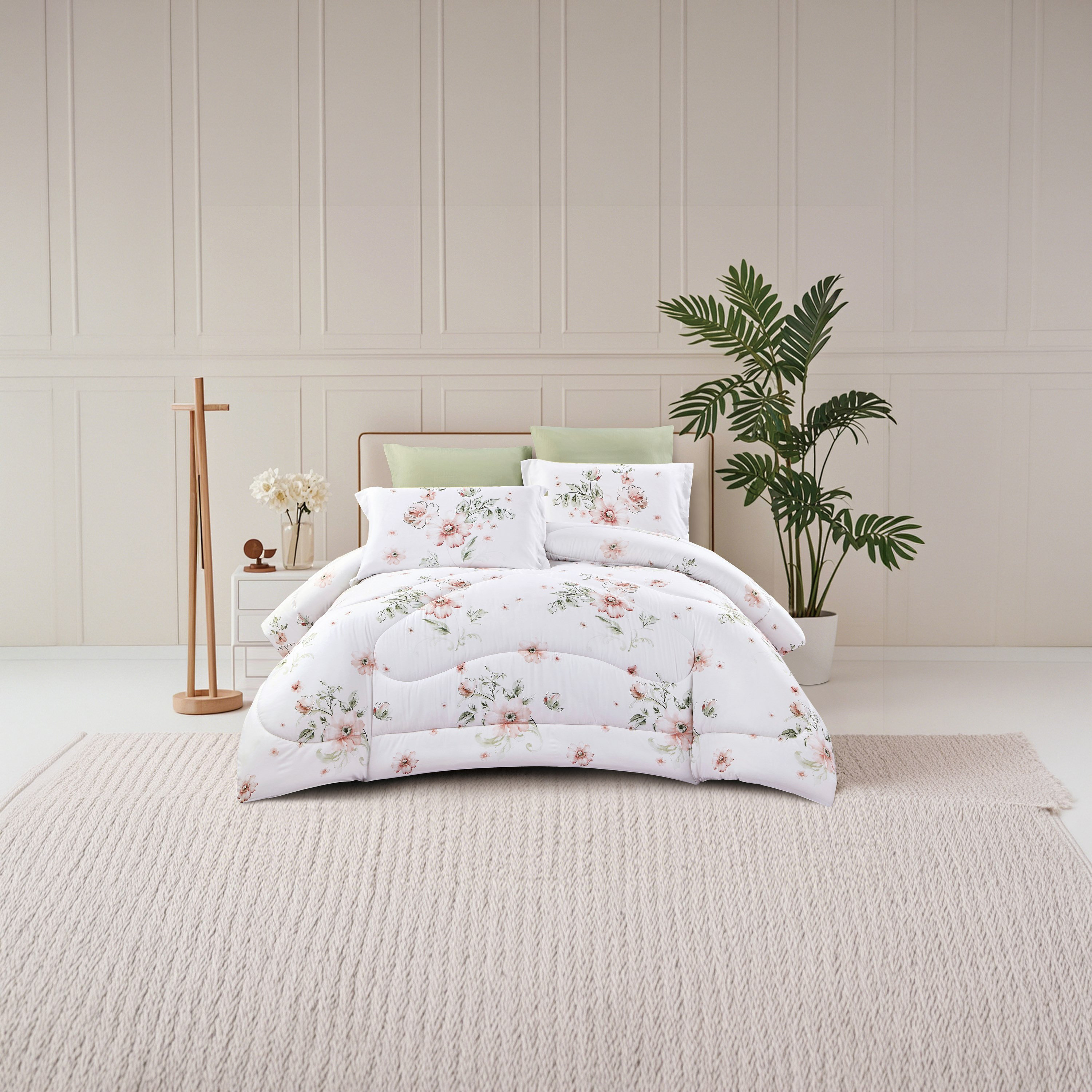 طقم لحاف قابل للعكس مكون من 6 قطع بنقشة زهور، مقاس سوبر كينج - 260×240 سم-household-bedding-comfortersandbedspreads-comforters-image-1