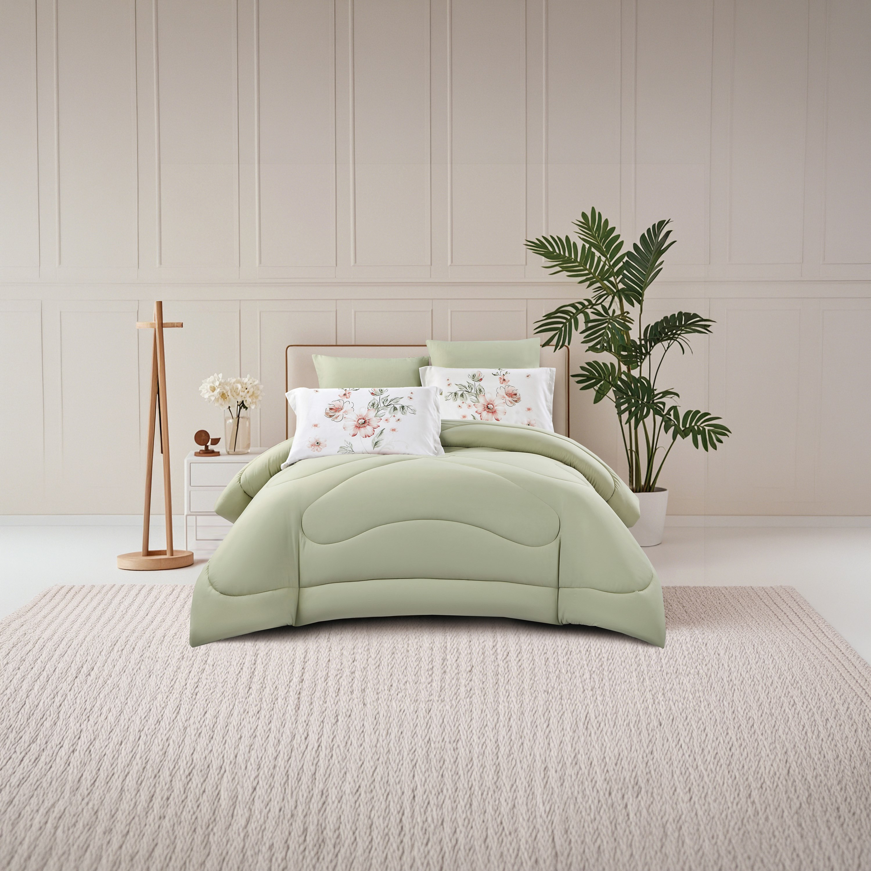 طقم لحاف قابل للعكس مكون من 6 قطع بنقشة زهور، مقاس سوبر كينج - 260×240 سم-household-bedding-comfortersandbedspreads-comforters-image-2