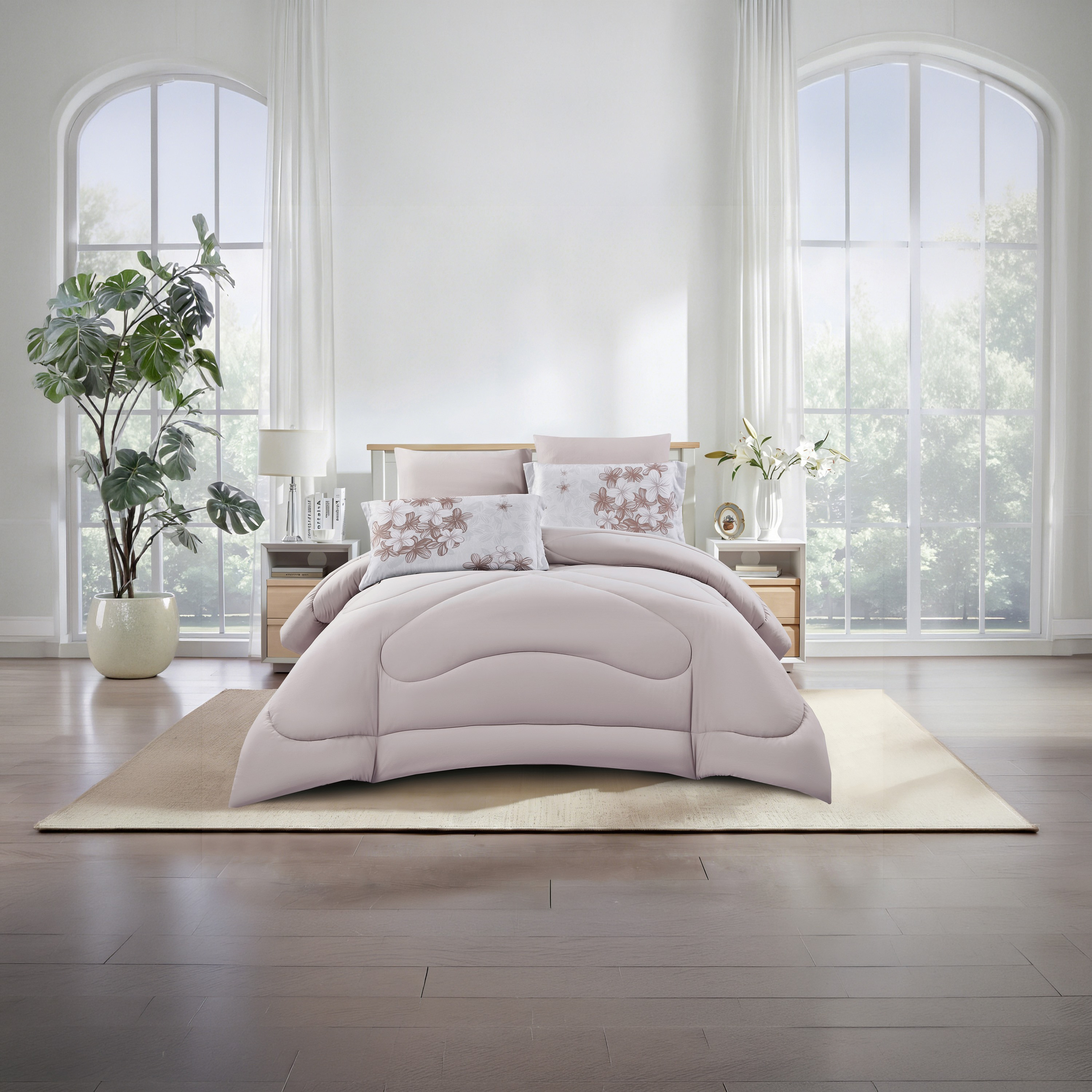 Lifestyle Super King Floral Print 6 Piece Reversible Comforter Set - 260x240cms-household-bedding-comfortersandbedspreads-comforters-image-2
