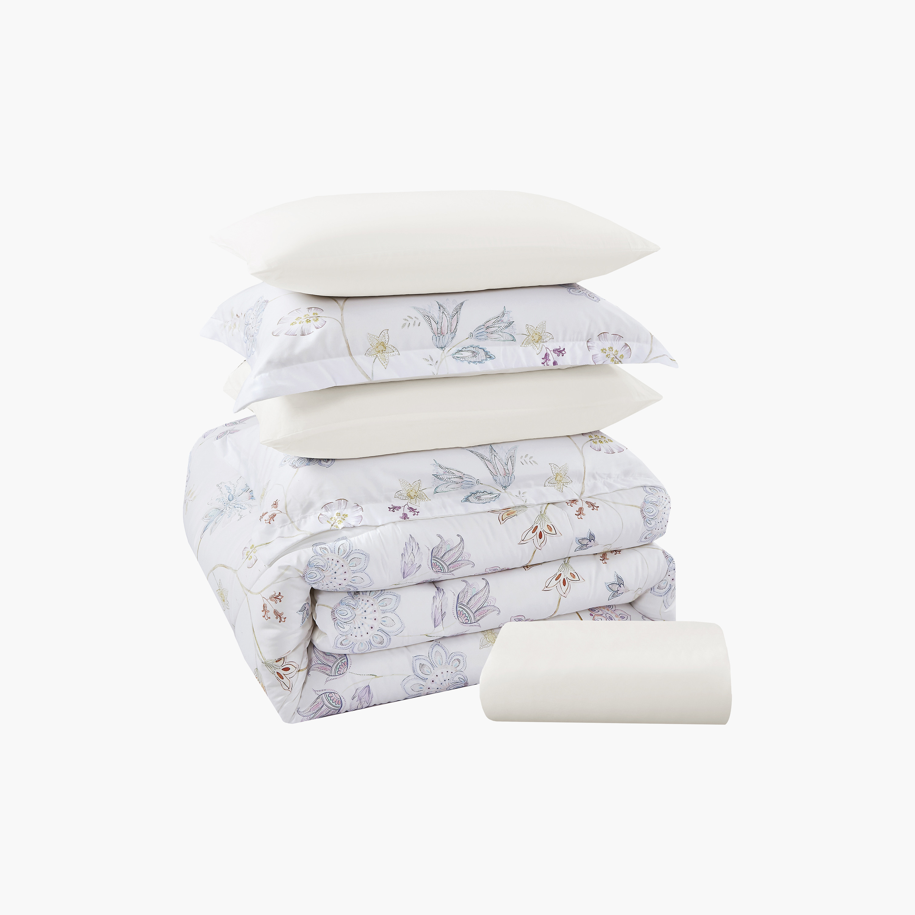 Lifestyle Super King Floral Print 6 Piece Reversible Comforter Set - 260x240cms-household-bedding-comfortersandbedspreads-comforters-image-7