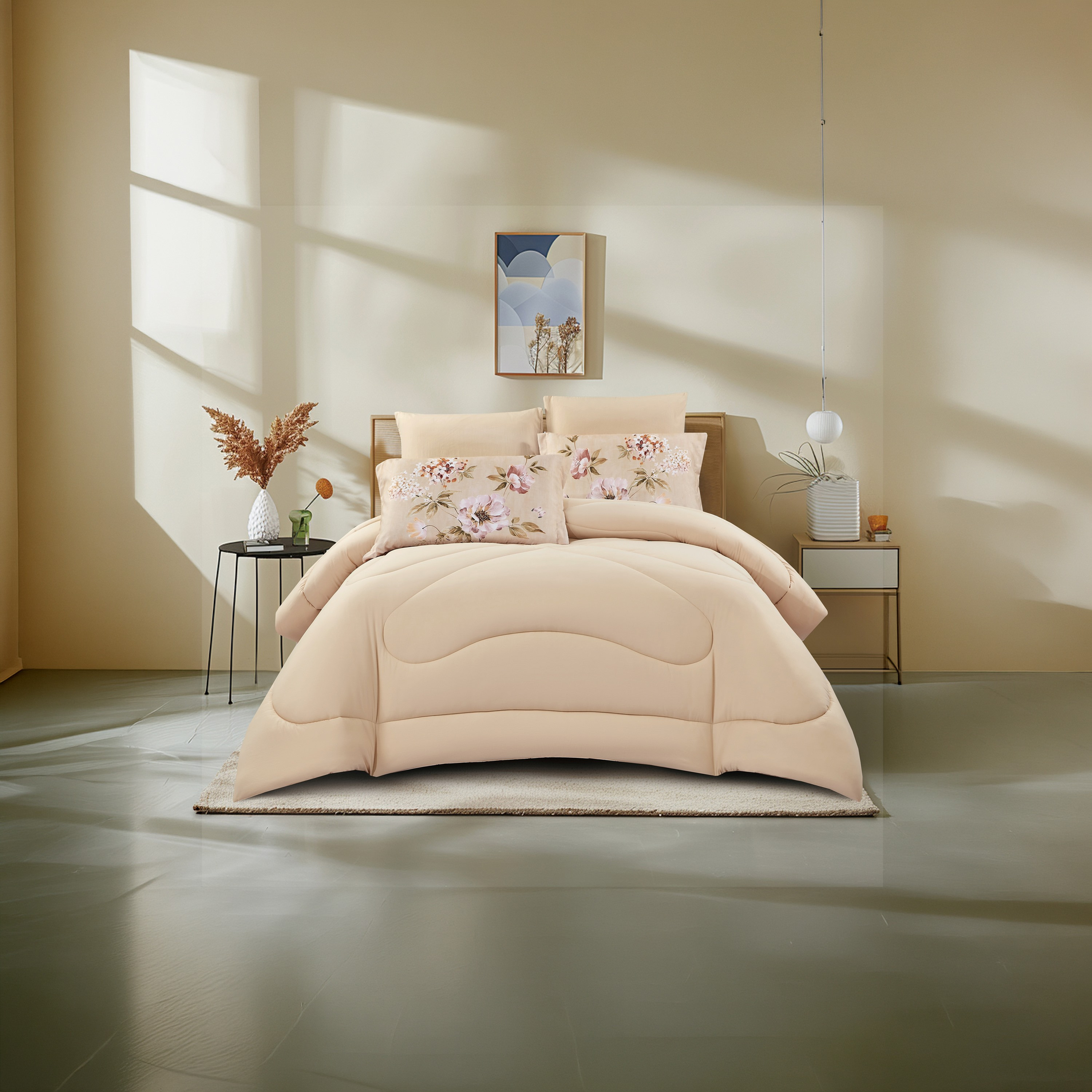 Lifestyle Super King Floral Print 6 Piece Reversible Comforter Set - 260x240cms-household-bedding-comfortersandbedspreads-comforters-image-2