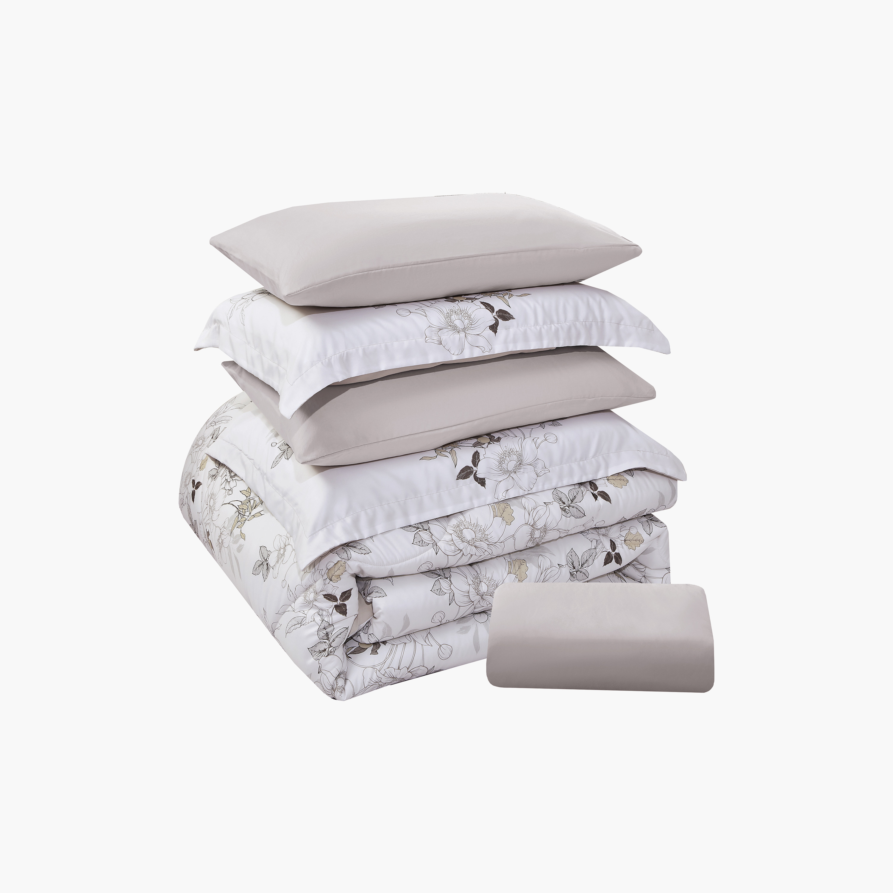 Lifestyle Super King Floral Print 6 Piece Reversible Comforter Set - 260x240cms-household-bedding-comfortersandbedspreads-comforters-image-7