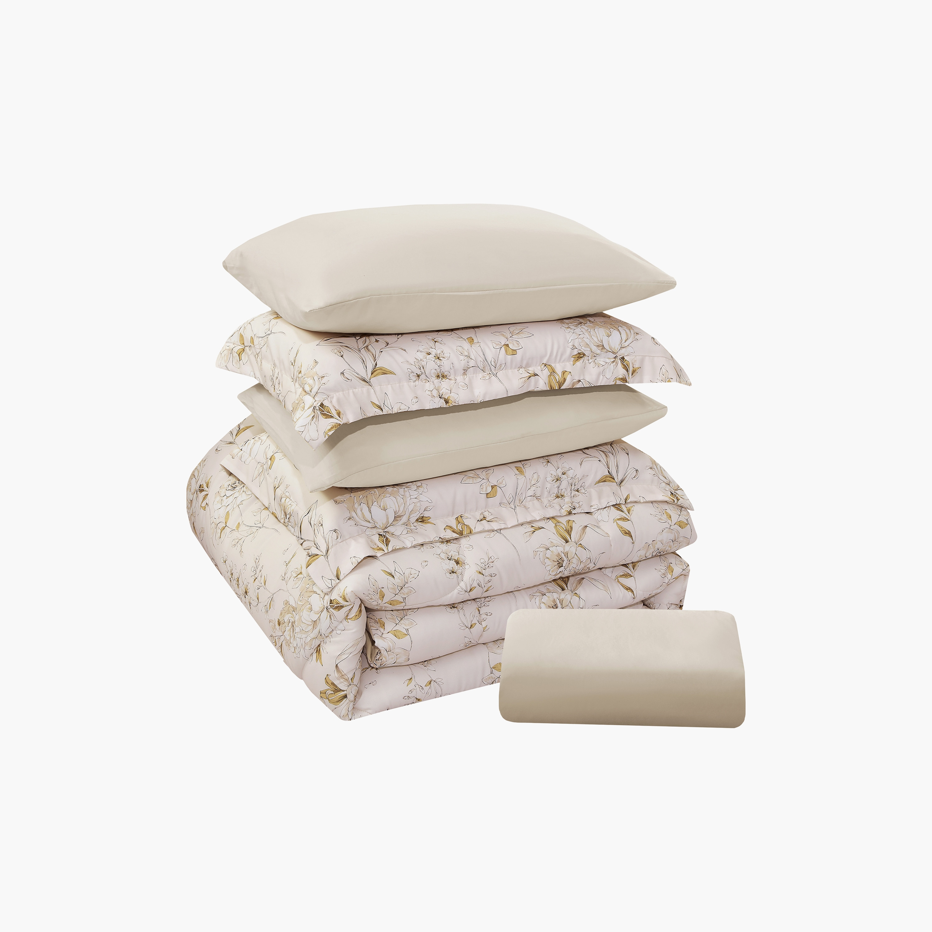 Lifestyle Super King Floral Print 6 Piece Reversible Comforter Set - 260x240cms-household-bedding-comfortersandbedspreads-comforters-image-7
