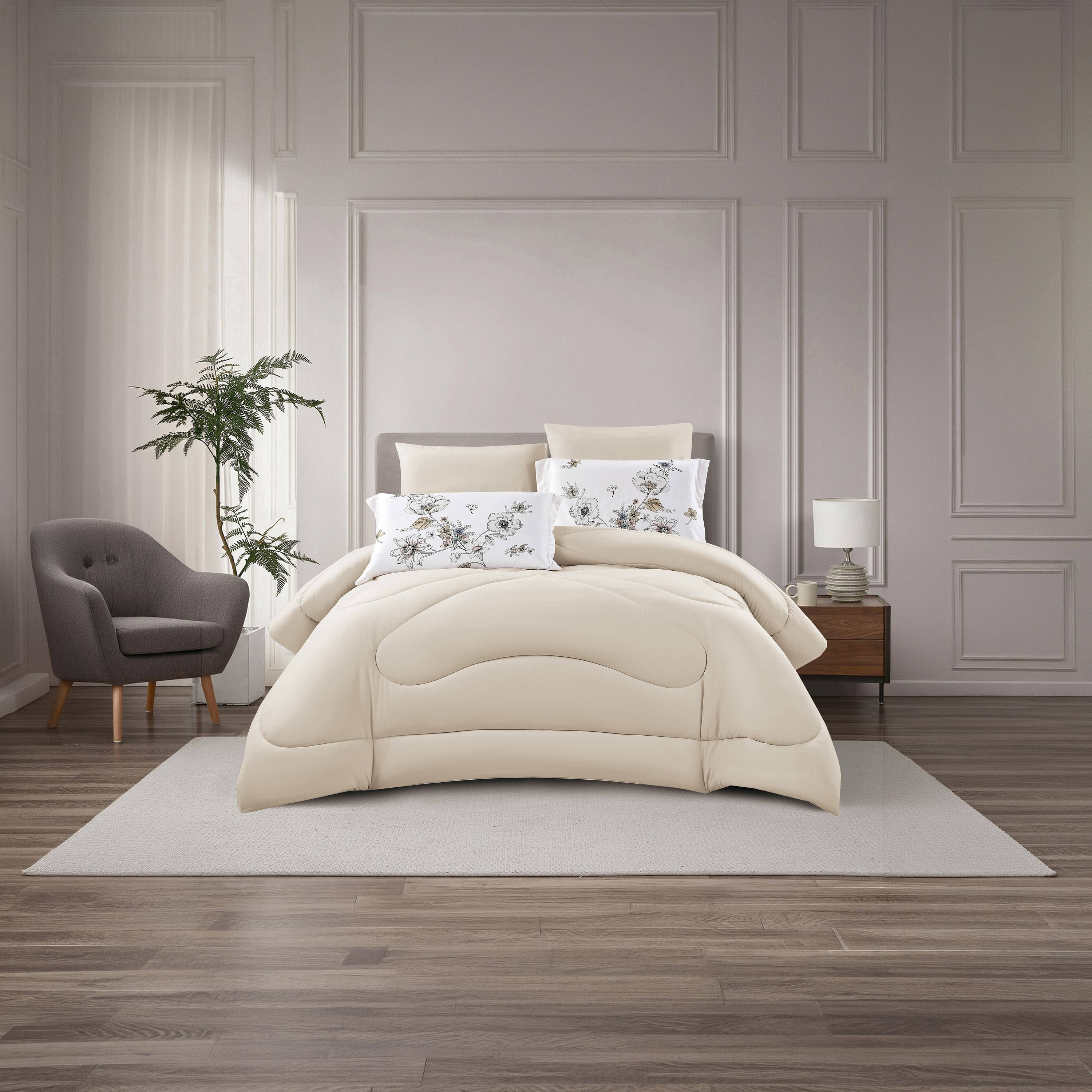 Lifestyle Super King Floral Print 6 Piece Reversible Comforter Set - 260x240cms-household-bedding-comfortersandbedspreads-comforters-image-2