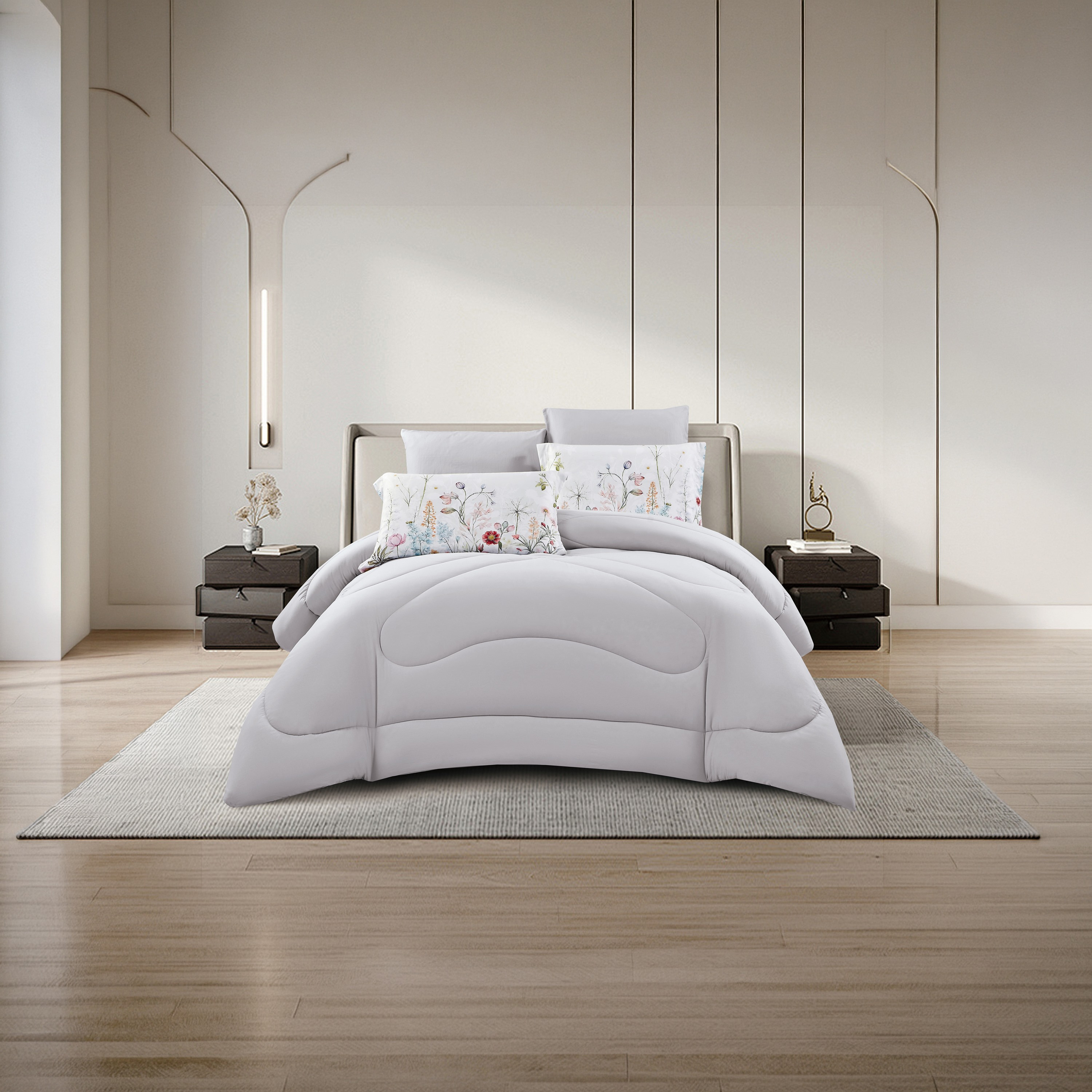 Lifestyle Super King Floral Print 6 Piece Reversible Comforter Set - 260x240cms-household-bedding-comfortersandbedspreads-comforters-image-2