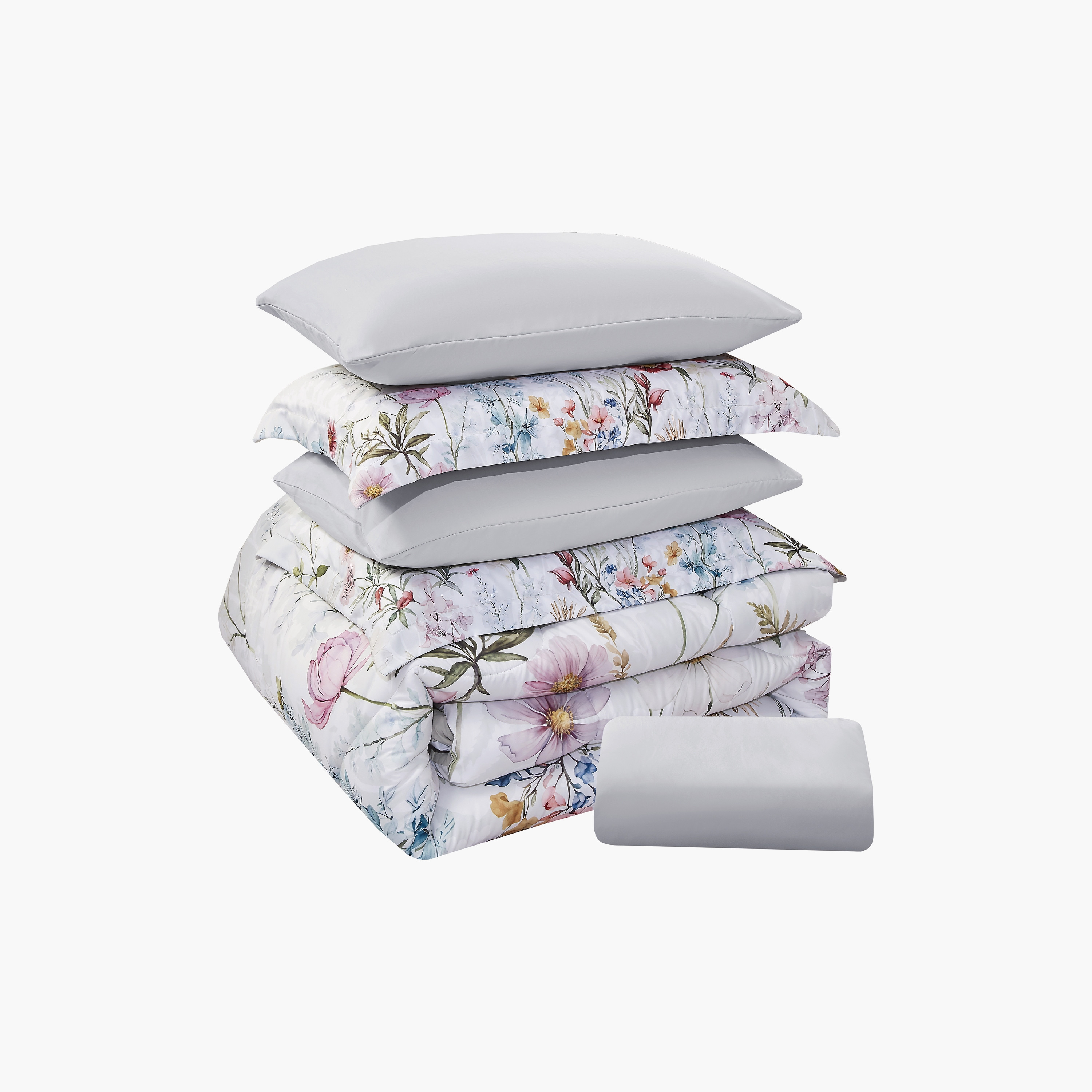 Lifestyle Super King Floral Print 6 Piece Reversible Comforter Set - 260x240cms-household-bedding-comfortersandbedspreads-comforters-image-7