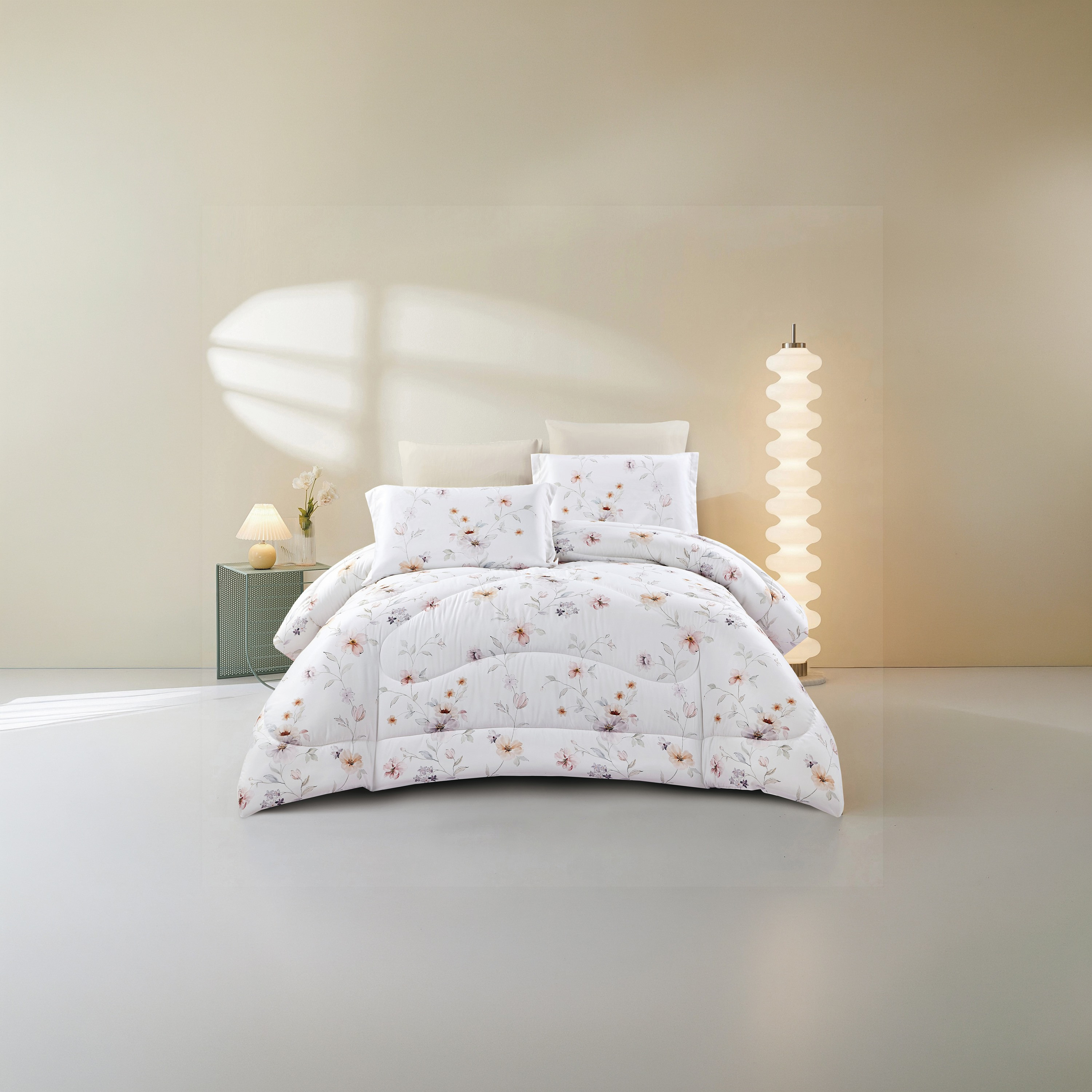 Lifestyle Super King Floral Print 6 Piece Reversible Comforter Set - 260x240cms-household-bedding-comfortersandbedspreads-comforters-image-1
