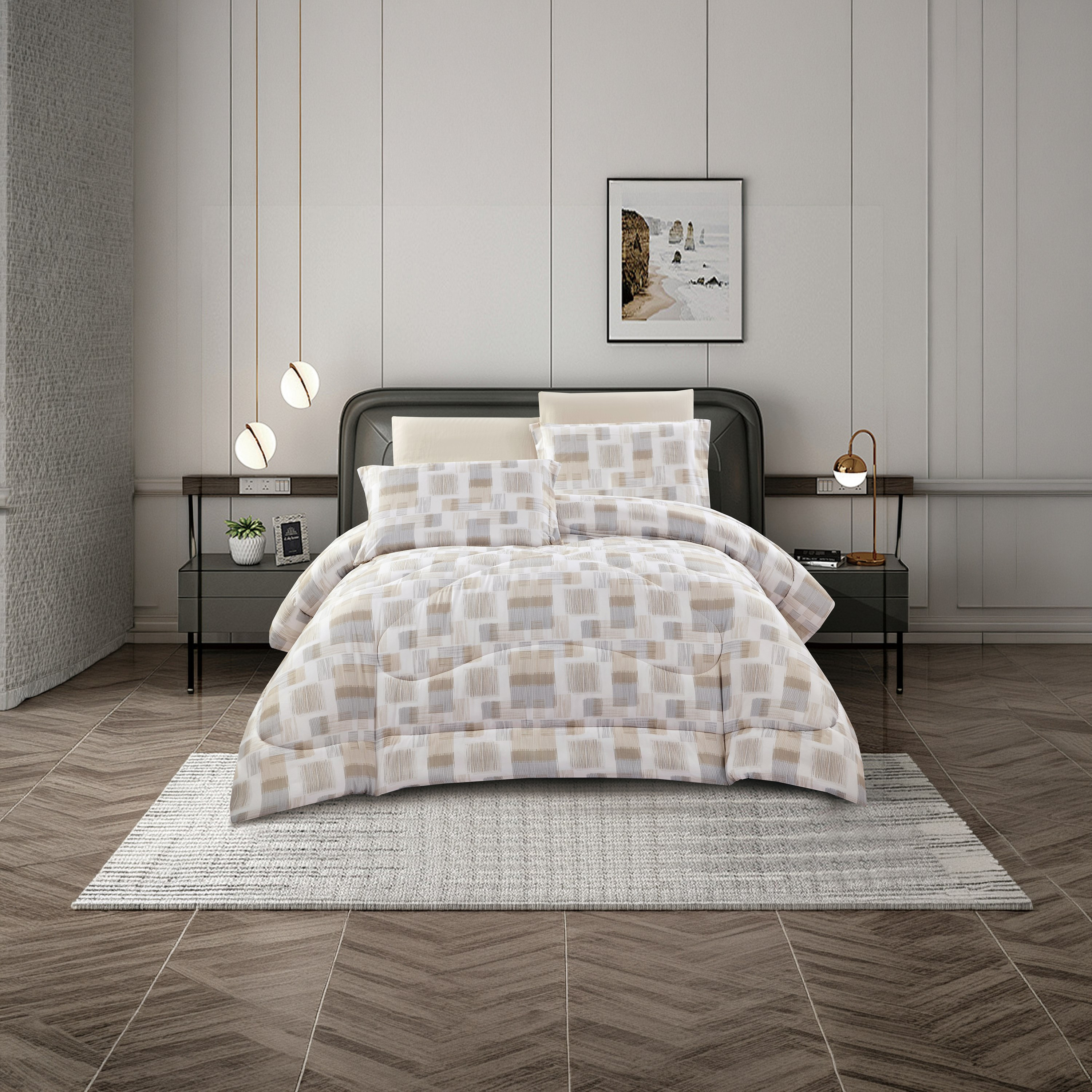Lifestyle Super King Geometric 6 Piece Reversible Comforter Set -260x240cmss-household-bedding-comfortersandbedspreads-comforters-image-1