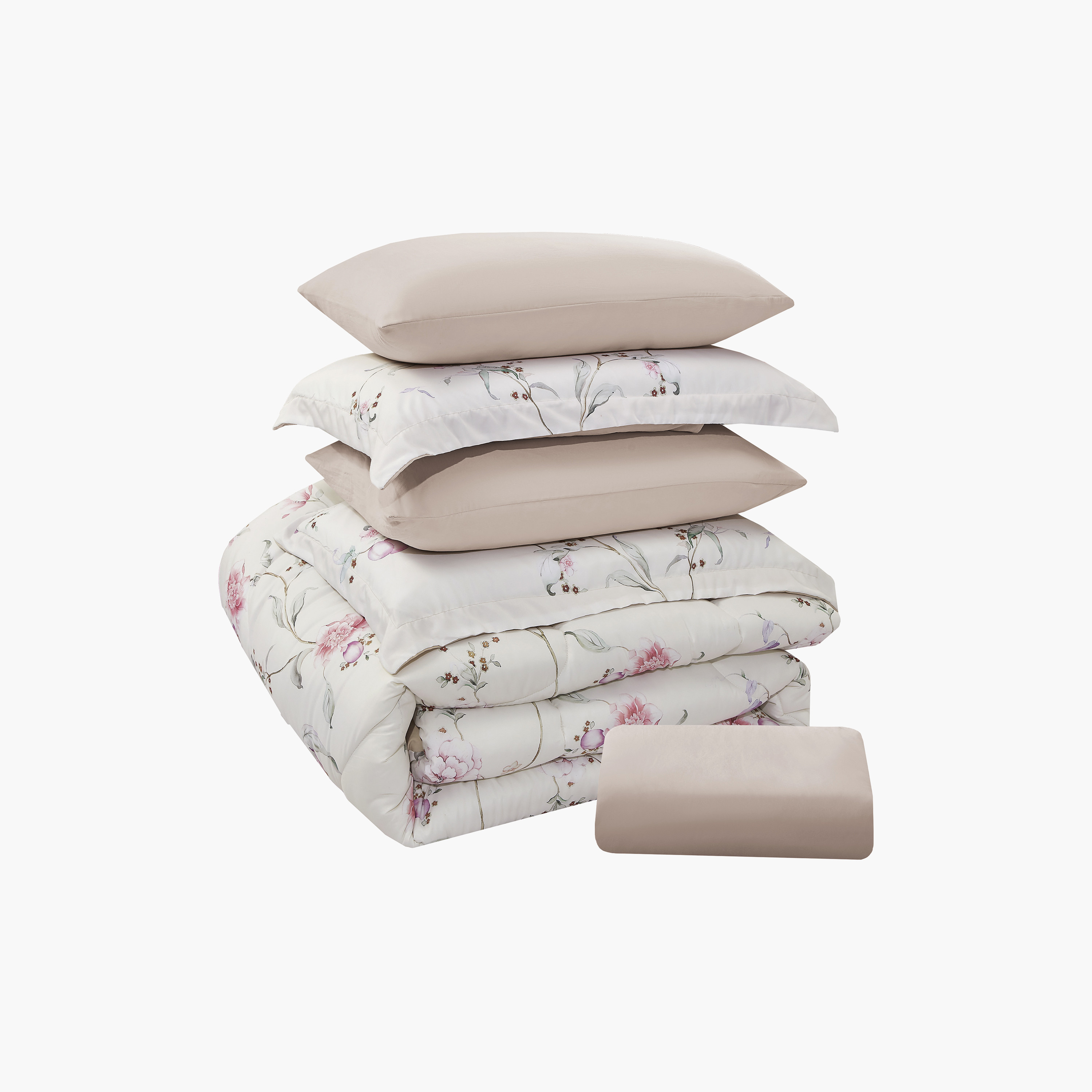 Lifestyle Super King Floral Print 6 Piece Reversible Comforter Set - 260x240cms-household-bedding-comfortersandbedspreads-comforters-image-7