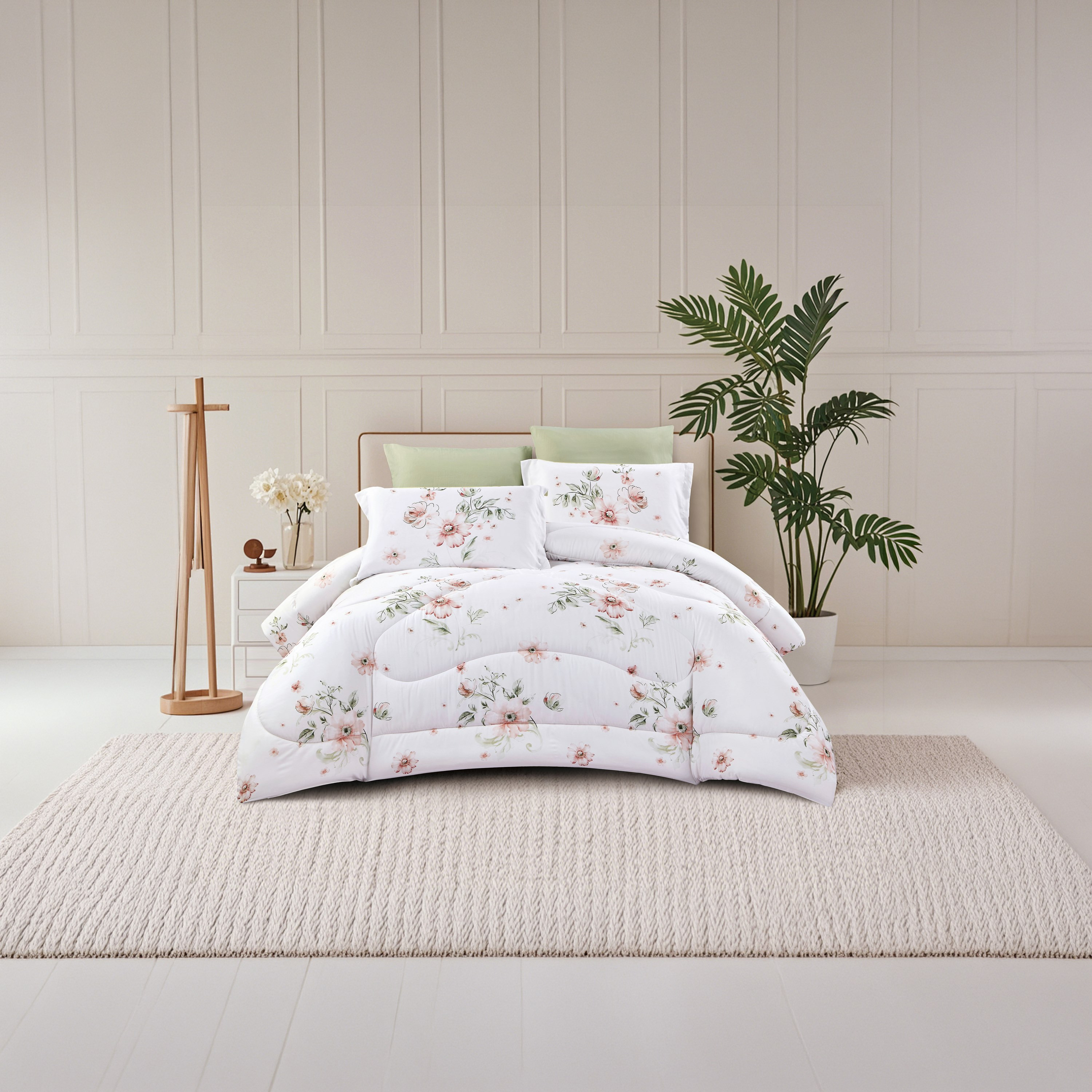 Lifestyle Queen Floral Print 4 Piece Reversible Comforter Set - 170x240cms-household-bedding-comfortersandbedspreads-comforters-image-7