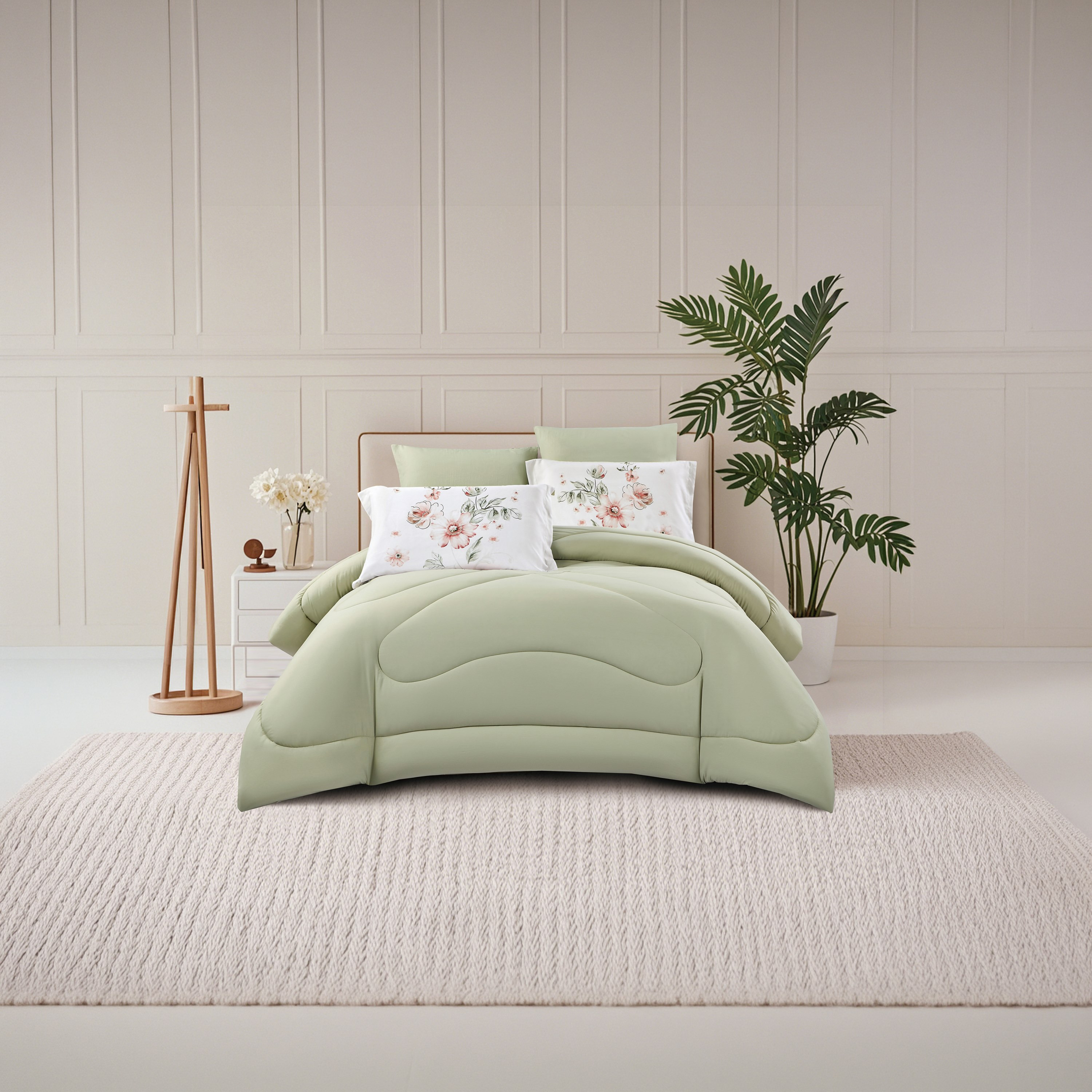 Lifestyle Queen Floral Print 4 Piece Reversible Comforter Set - 170x240cms-household-bedding-comfortersandbedspreads-comforters-image-1