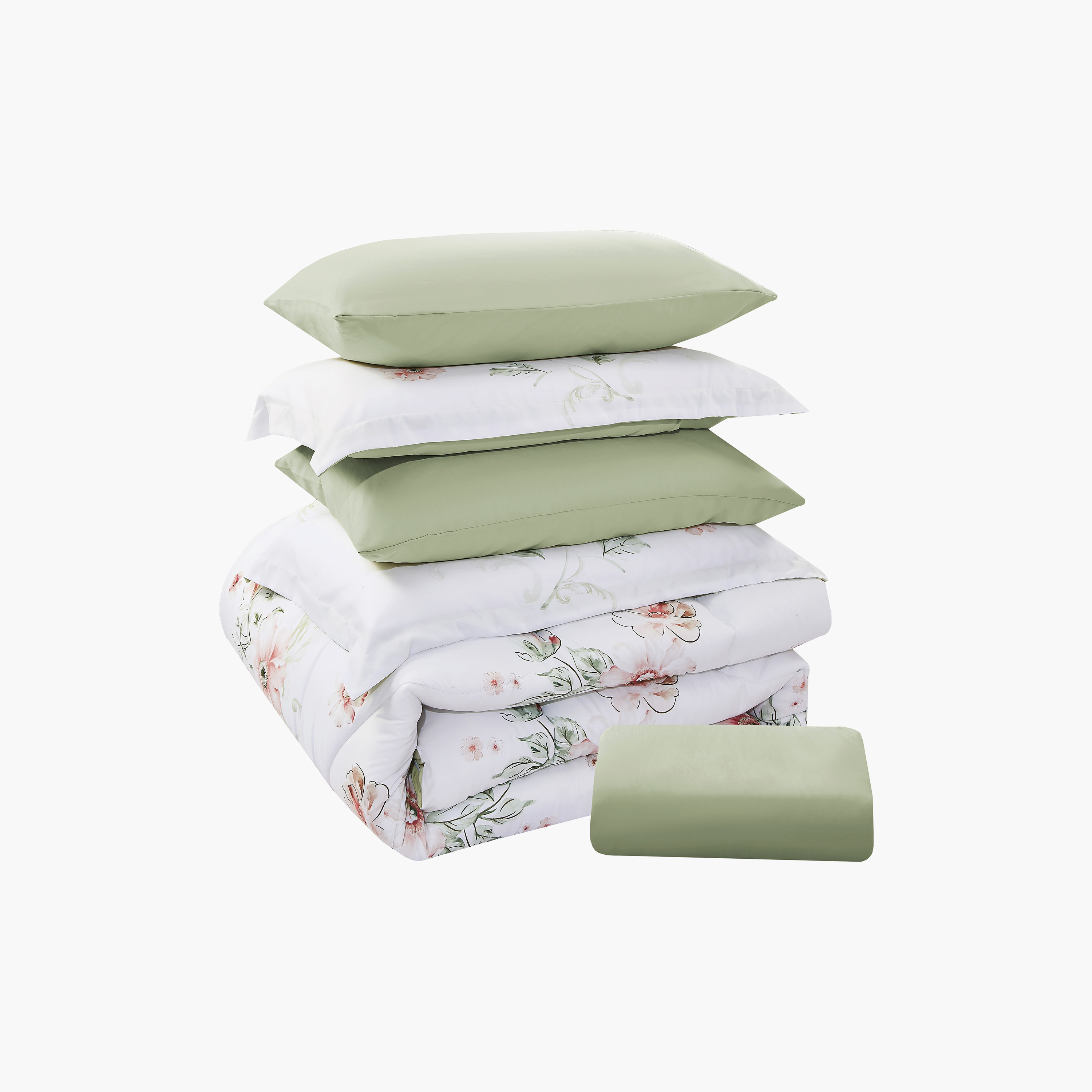 Lifestyle Queen Floral Print 4 Piece Reversible Comforter Set - 170x240cms-household-bedding-comfortersandbedspreads-comforters-image-6
