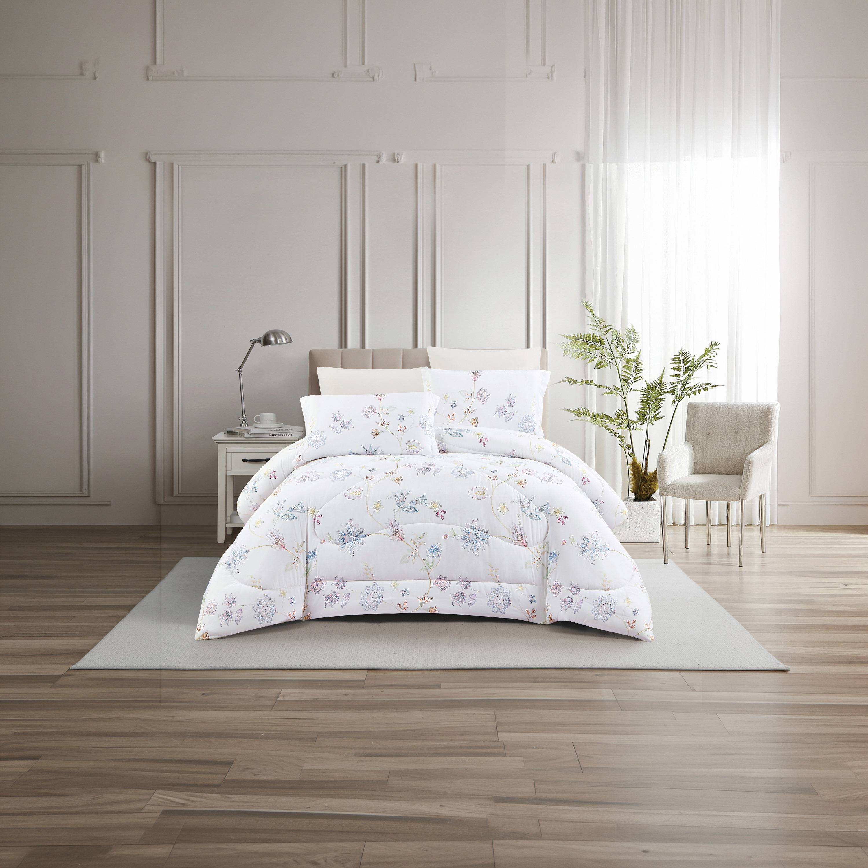 Lifestyle Queen Floral Print 4 Piece Reversible Comforter Set - 170x240cms-household-bedding-comfortersandbedspreads-comforters-image-1