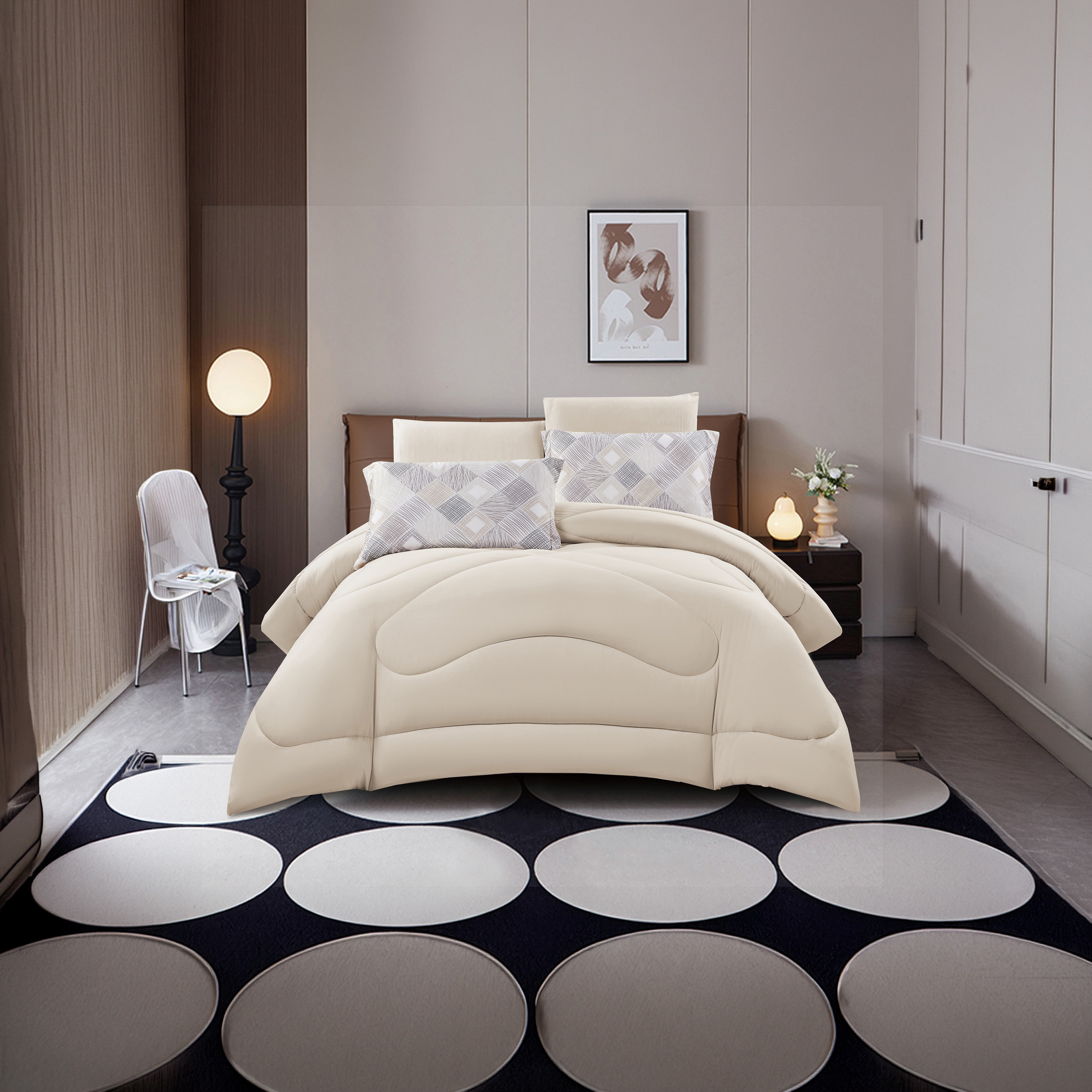 Lifestyle Queen Geometric 4 Piece Reversible Comforter Set -170x240cms-household-bedding-comfortersandbedspreads-comforters-image-2