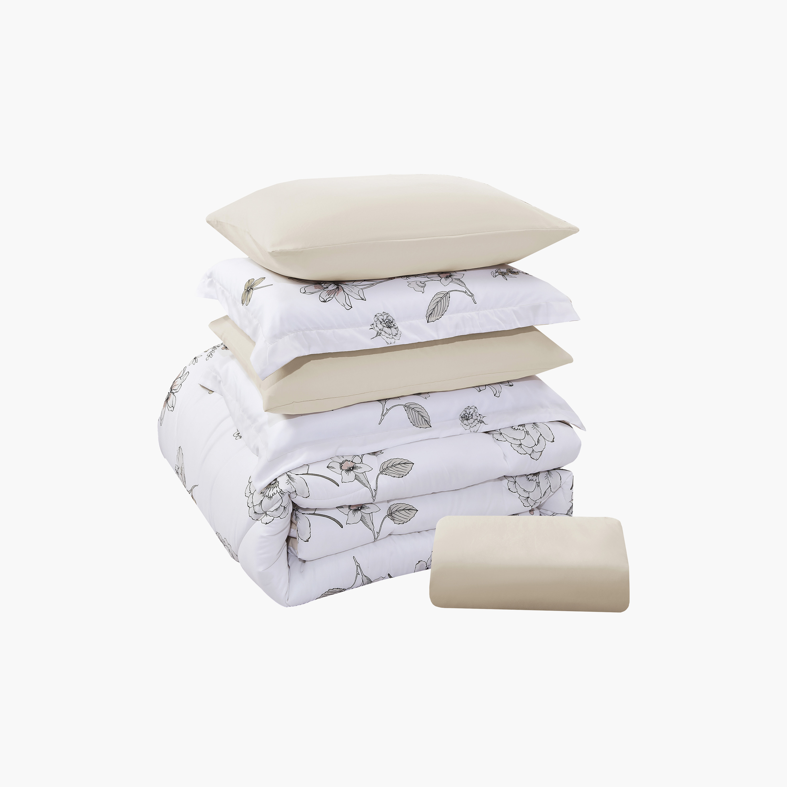 Lifestyle Queen Floral Print 4 Piece Reversible Comforter Set - 170x240cms-household-bedding-comfortersandbedspreads-comforters-image-7
