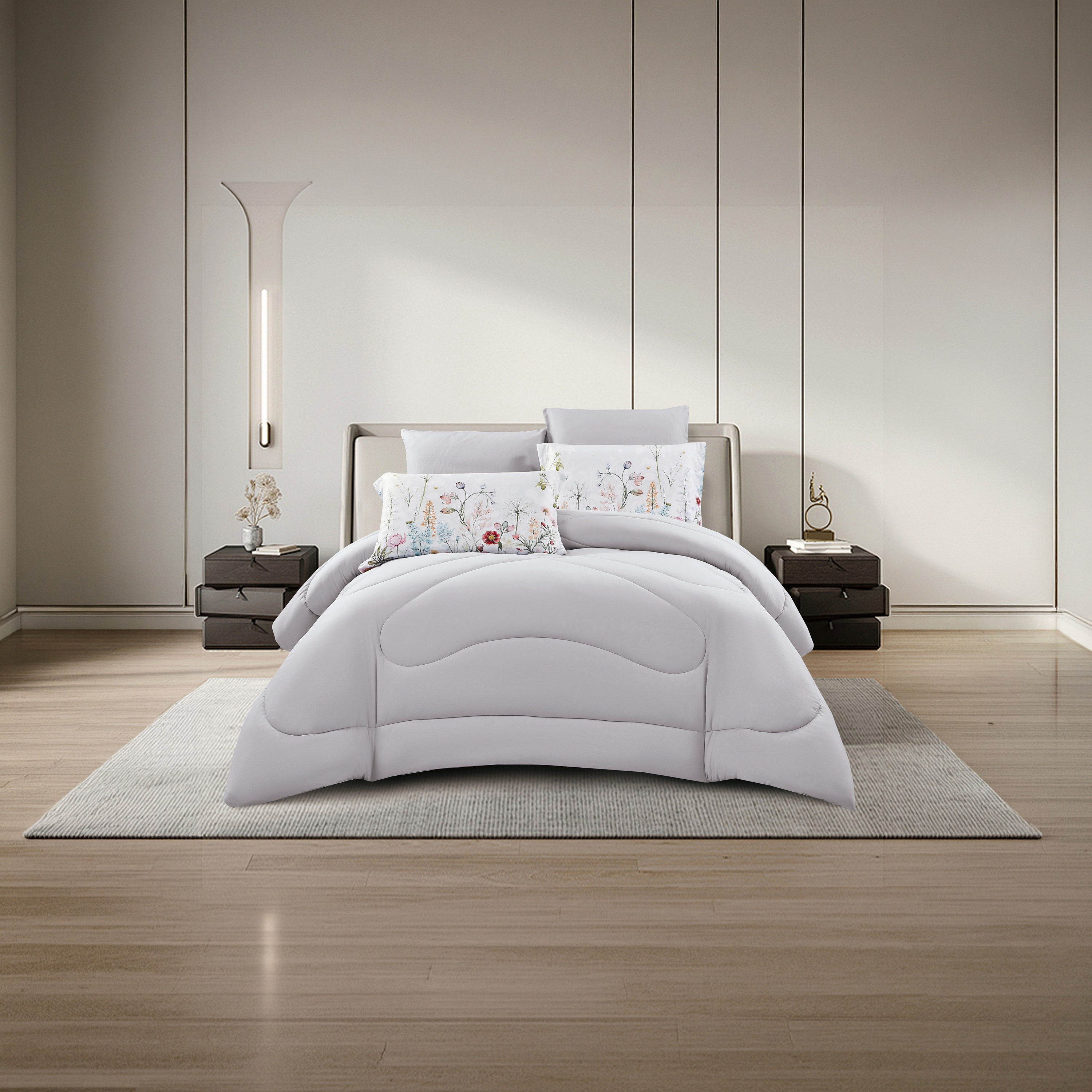 Lifestyle Queen Floral Print 4 Piece Reversible Comforter Set - 170x240cms-household-bedding-comfortersandbedspreads-comforters-image-2