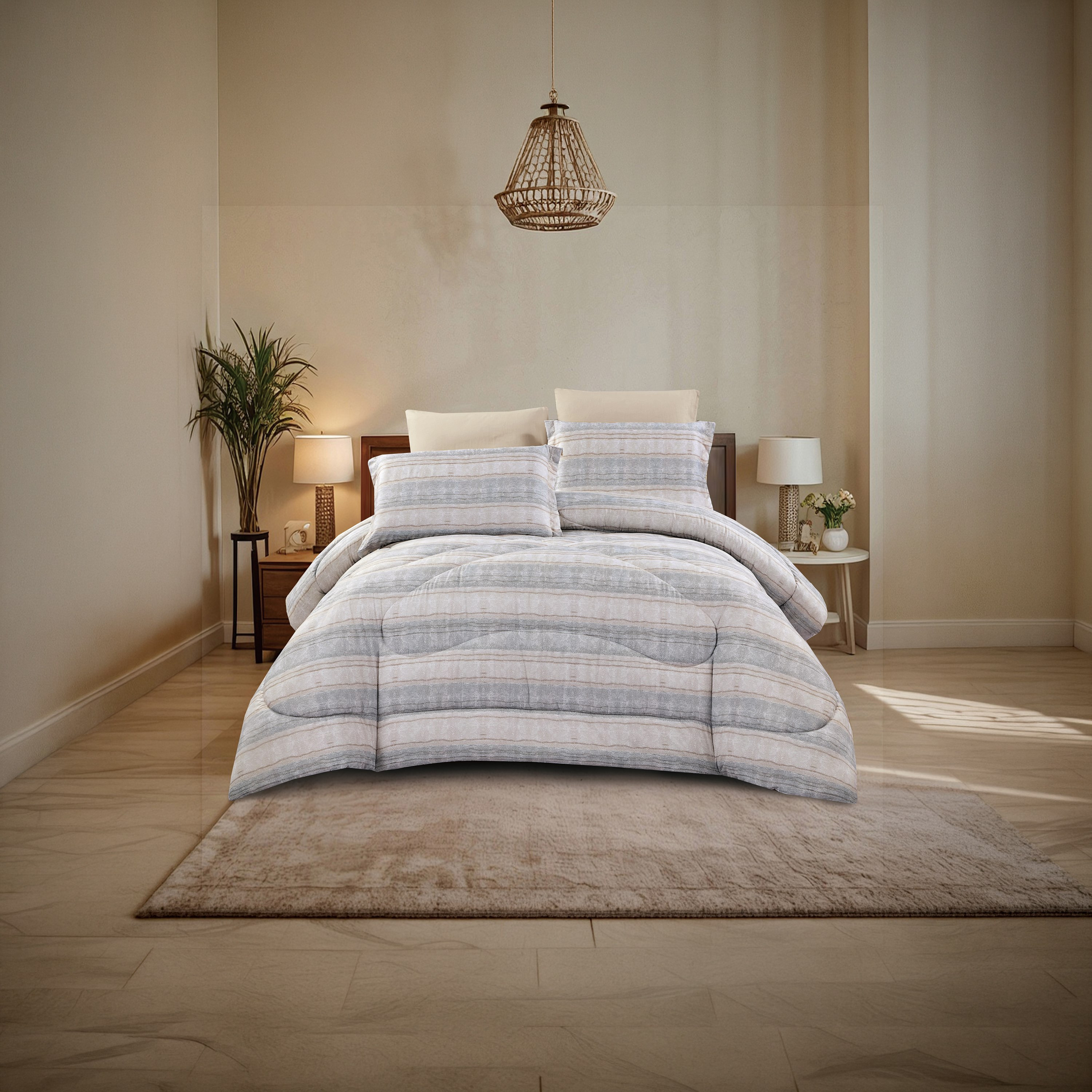 Lifestyle Queen Printed 4 Piece Reversible Comforter Set -170x240cms-household-bedding-comfortersandbedspreads-comforters-image-1