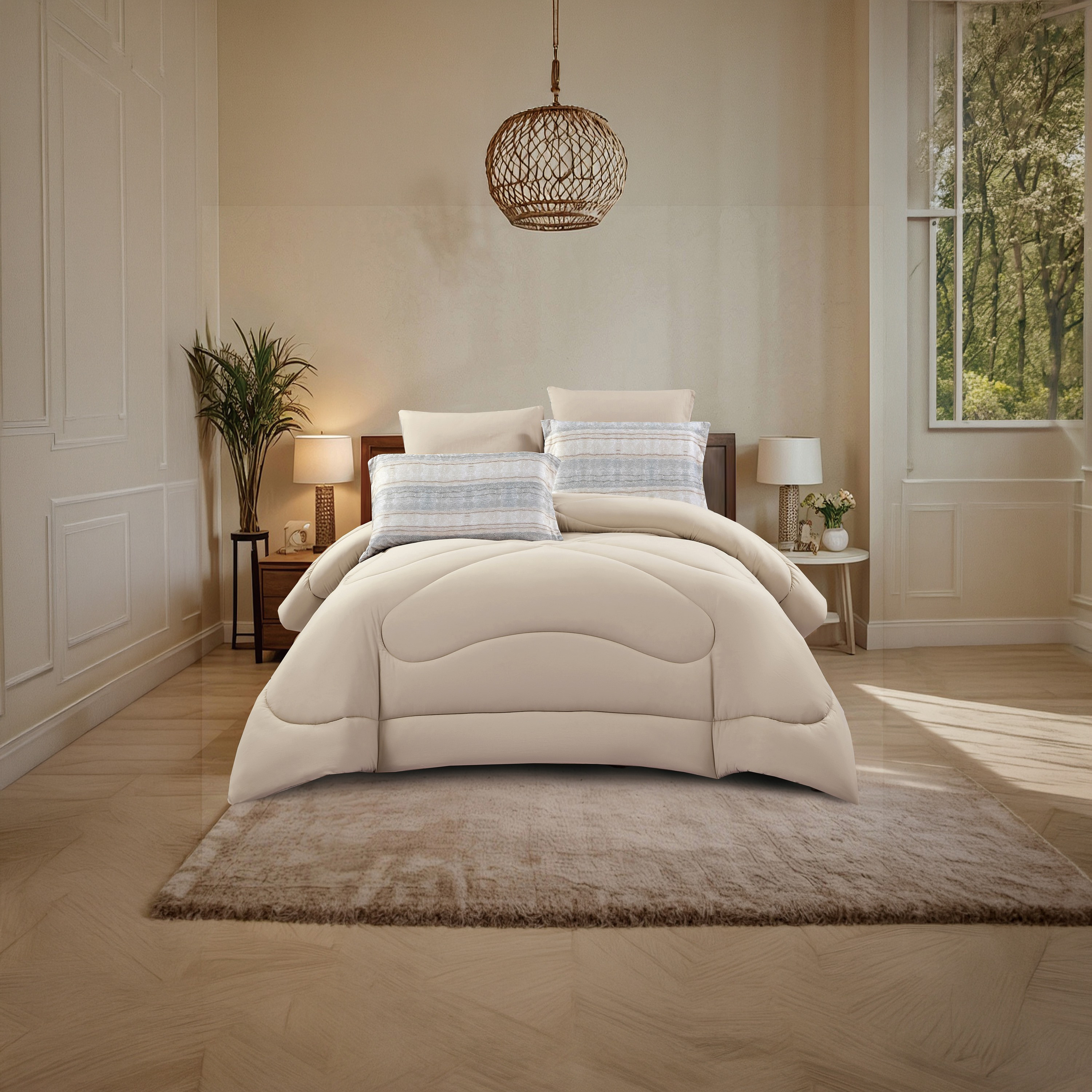 Lifestyle Queen Printed 4 Piece Reversible Comforter Set -170x240cms-household-bedding-comfortersandbedspreads-comforters-image-2