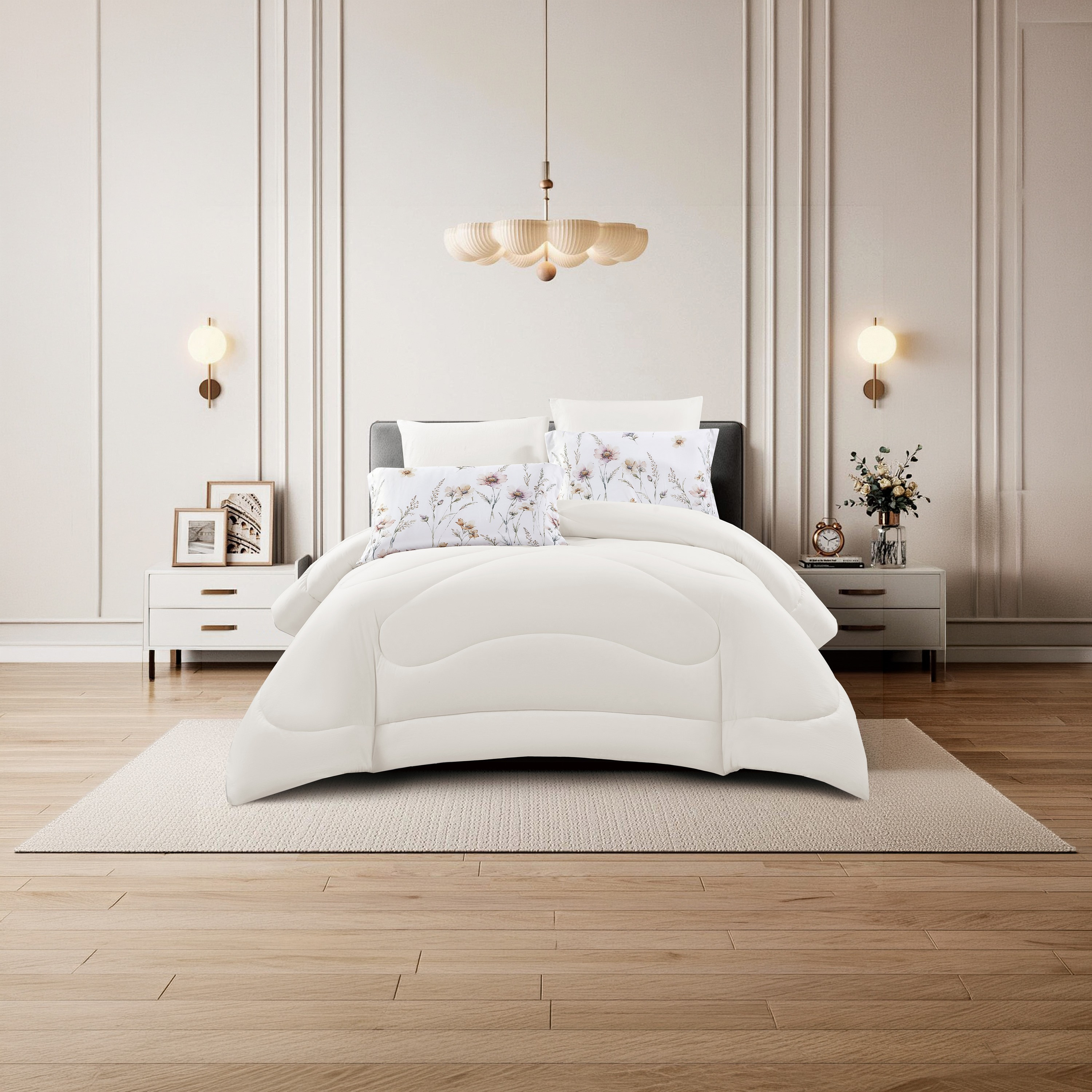 طقم لحاف قابل للعكس من 4 قطع بنقشة زهور من لايف ستايل كوين - 170 × 240 سم-household-bedding-comfortersandbedspreads-comforters-image-2