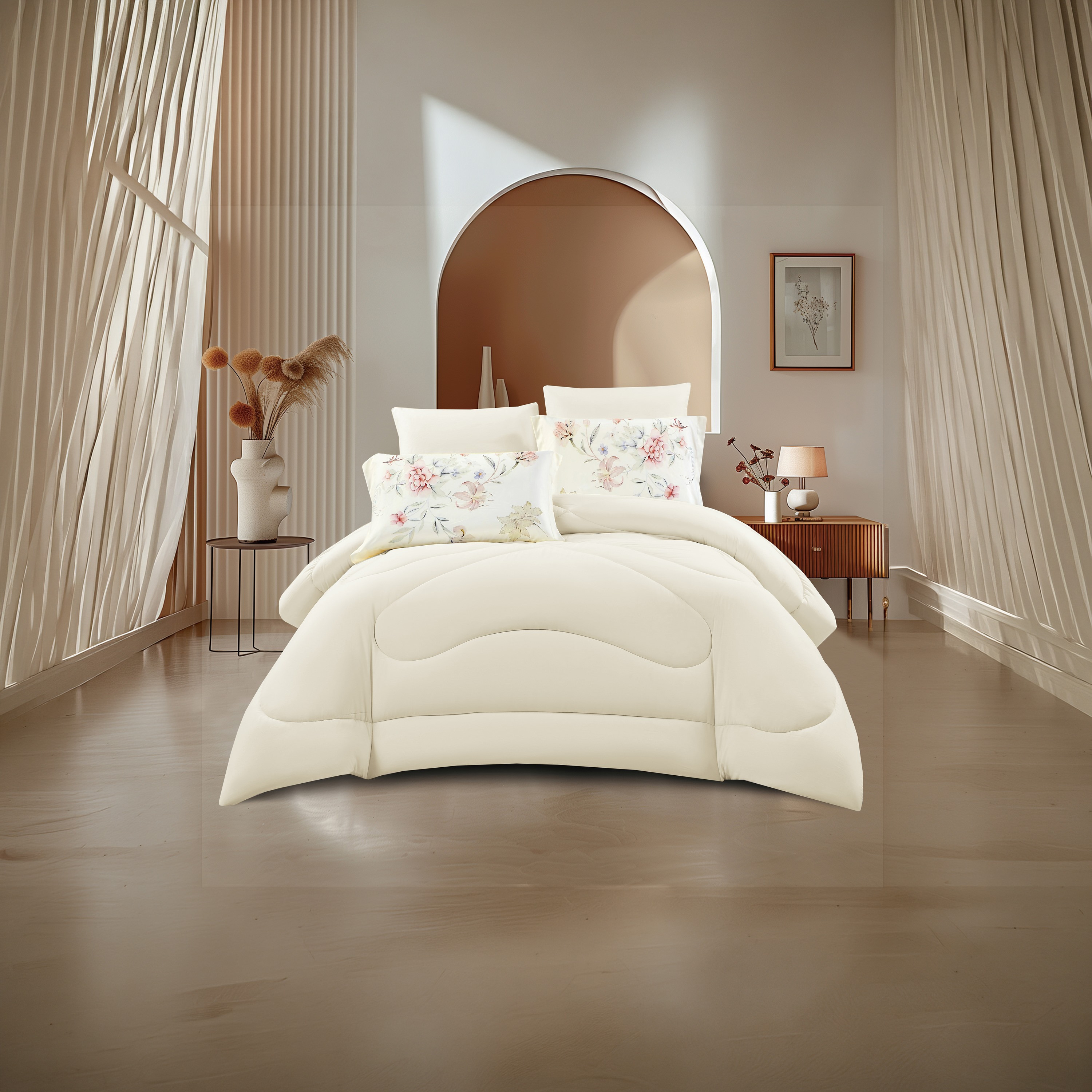طقم لحاف قابل للعكس من 4 قطع بنقشة زهور من لايف ستايل كوين - 170 × 240 سم-household-bedding-comfortersandbedspreads-comforters-image-2